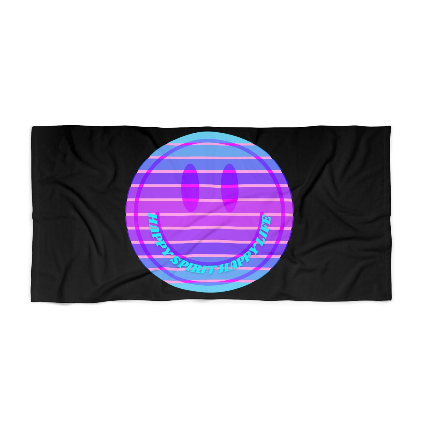 Aesthetic Smile Beach Towel, Happy Spirit Happy Life Towel, Sunset Smile Towel, Trendy Neon Ombre Towel, Summer Towel, Mental Health Towel