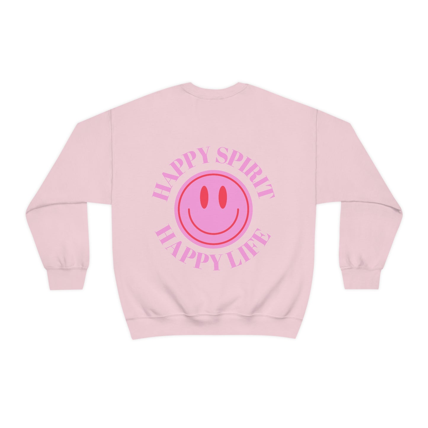 Copy of Happy Spirit Happy Life Sweatshirt, Gildan VSCO Girl Crewneck, Oversized Tumblr Front Back Print Smile Happy Mind Trendy Loungewear