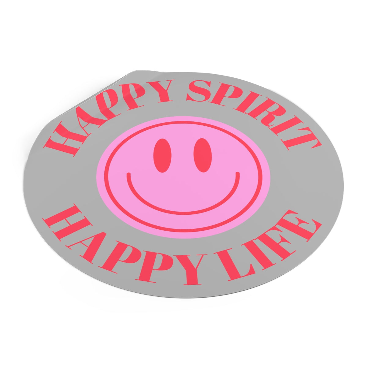 Happy Spirit Happy Life Round Vinyl Stickers, UV Smiley Stickers, Smile Sticker, Tumblr Retro Smile, VSCO Girl, Computer, Skateboard