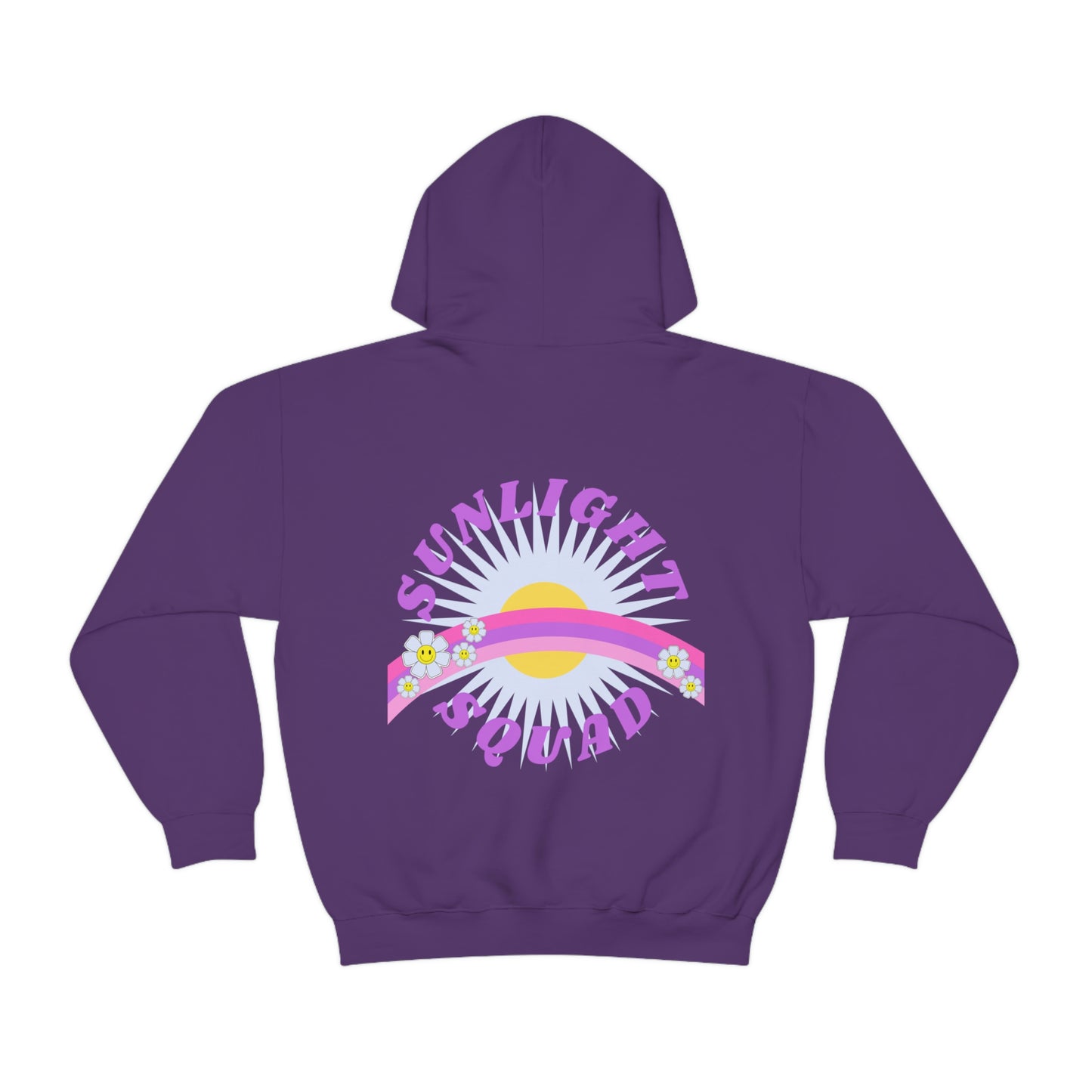 Retro Smile Flower Pink Purple Lavender Lilac Hoodie, Sunlight Squad Sweatshirt, Back Graphic Hoodie, VSCO Girl Oversized Trendy Tumblr Top