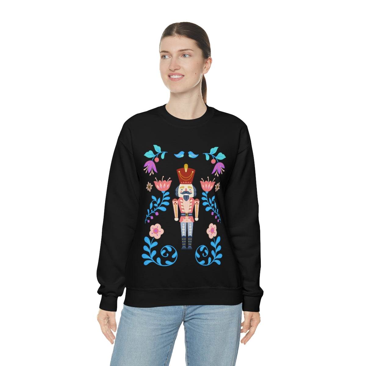Nutcracker Modern Sweatshirt, Blue Nutcracker Sweatshirt, Trendy Christmas Minimalist Sweatshirt, Xmas Crewneck Bright Color Crewneck