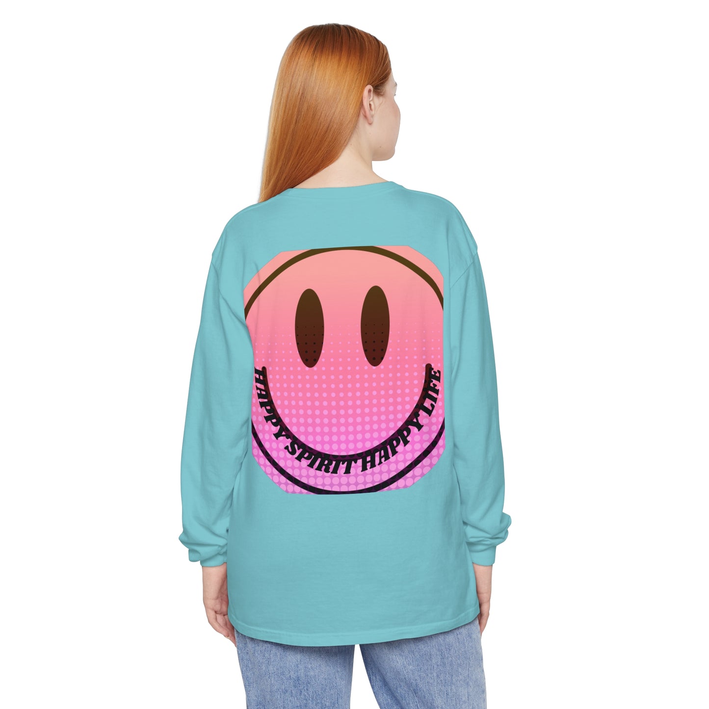 Aesthetic Long Sleeve Shirt, Smile Face Y2K Retro Shirt, 80's Style Smile Graphic, Comfort Colors Unisex Garment-dyed Long Sleeve T-Shirt