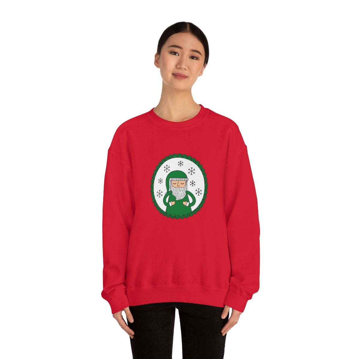Green Santa Claus Sweatshirt, Green Santa Sweatshirt, Trendy Noel Minimalist Christmas Sweatshirt, Xmas Santa Crewneck Top, Holiday Green