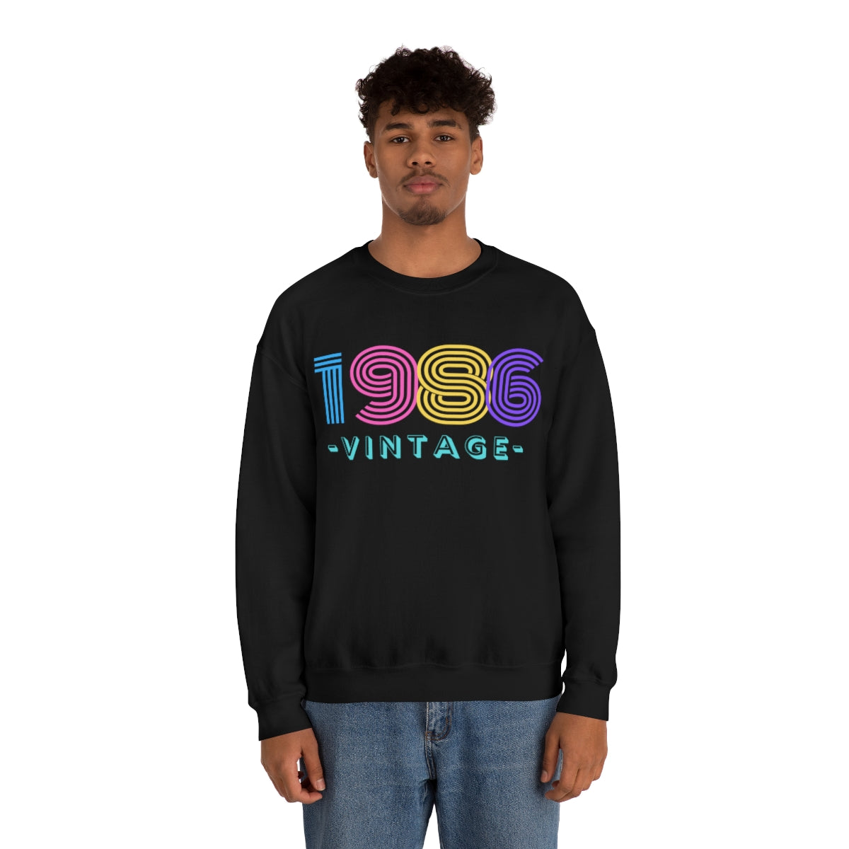 Personalized 1986 Vintage Retro Birthday or Special Date Crewneck Sweatshirt, Perfect Birthday Gift Sweatshirt, 80s style script