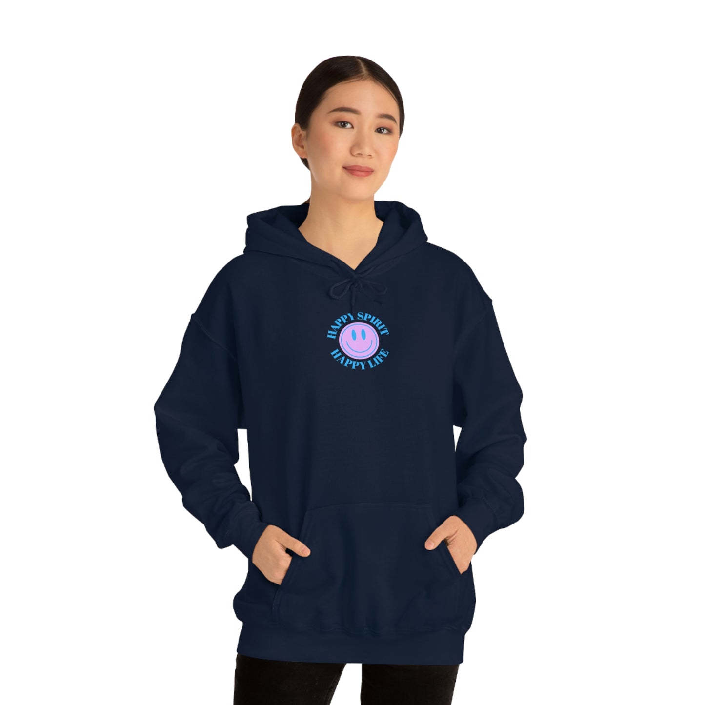 Happy Spirit Happy Life Sweatshirt, Gildan 18500 Hoodie, Oversized Hoodie, Front Back Print Trendy Sweatshirt, Beach Cover Up, Lake Cover