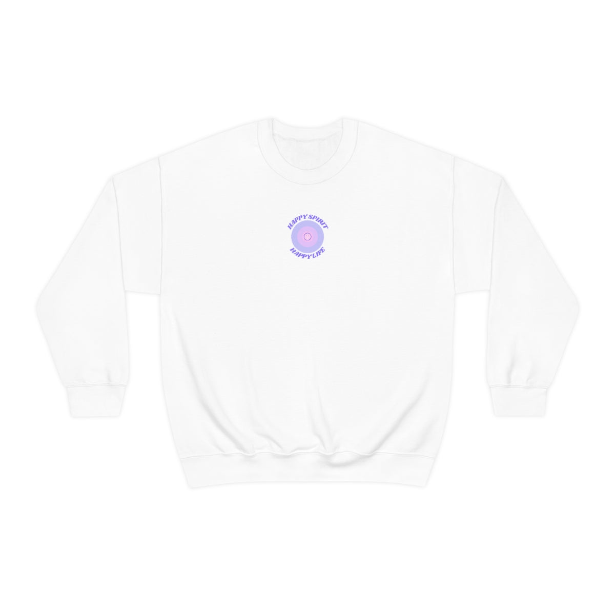 Retro Happy Spirit Happy Life Lavender Lilac Pink Smile Graphic Crewneck, VSCO Girl Sweatshirt, Tumblr Oversized Trendy Back Print Pullover