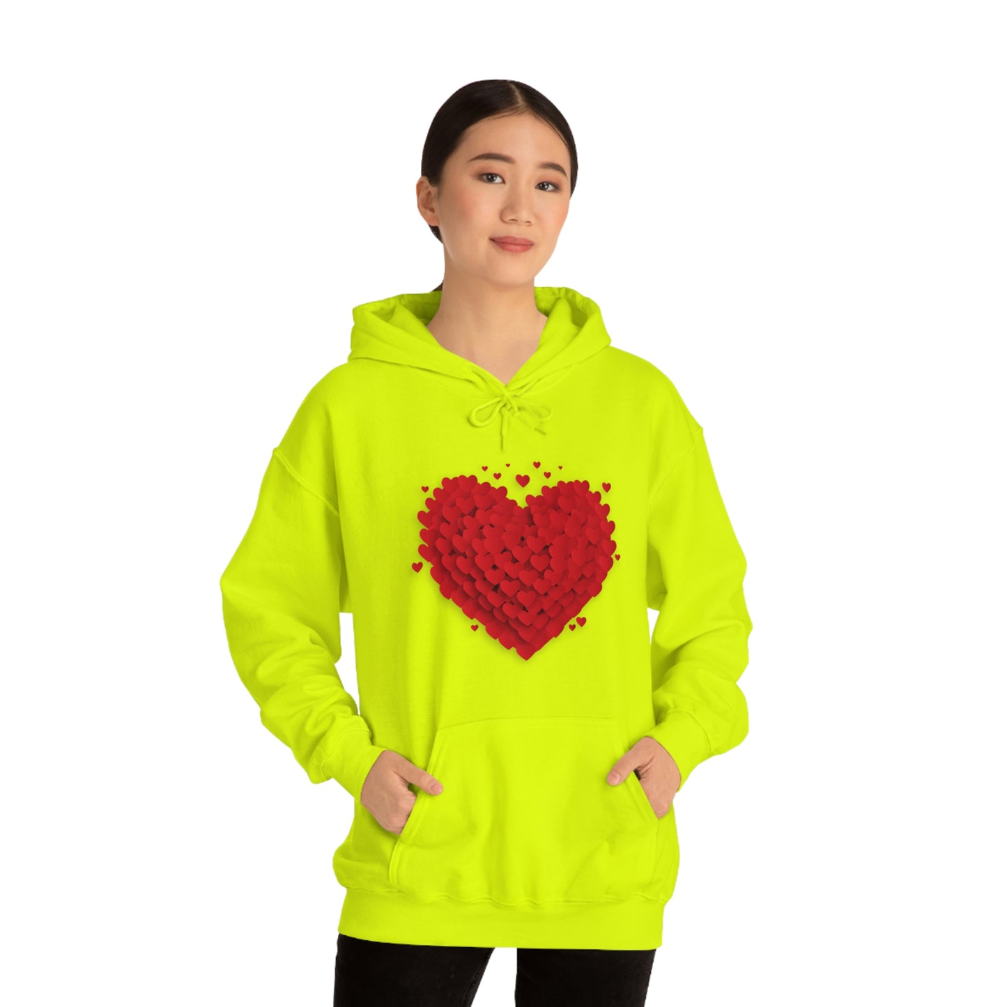 Love 3D Hearts Hoodie Sweatshirt, Pile of Hearts Love Hoodie, Valentine's Pink and Red Hoodie Pastel Pink Lavender and Mint Hoodie