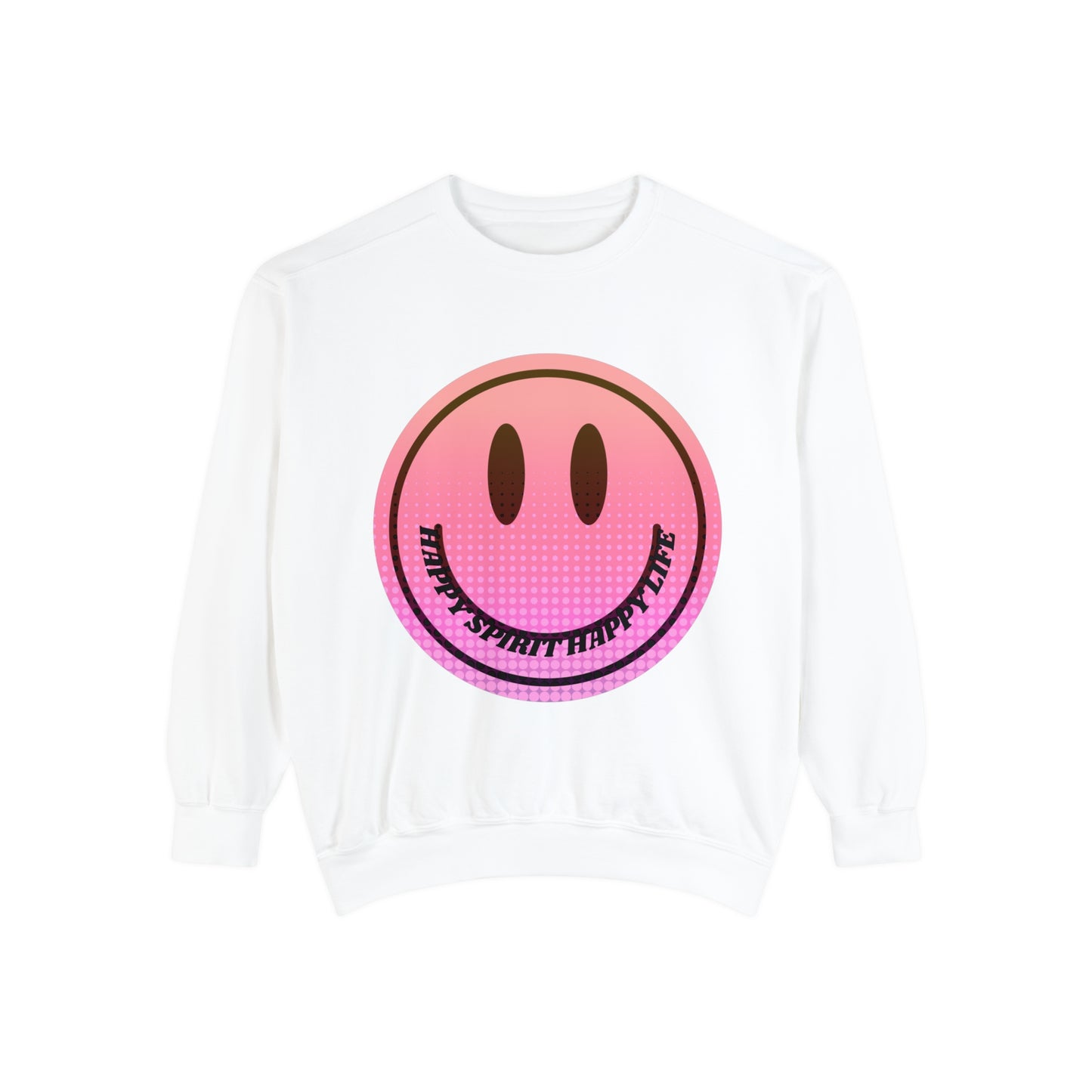 Aesthetic Smile Hoodie, Smile Face Comfort Colors Crewneck, Happy Spirit Happy Life Sunset Smile Sweatshirt, Unisex Garment-Dyed Sweatshirt