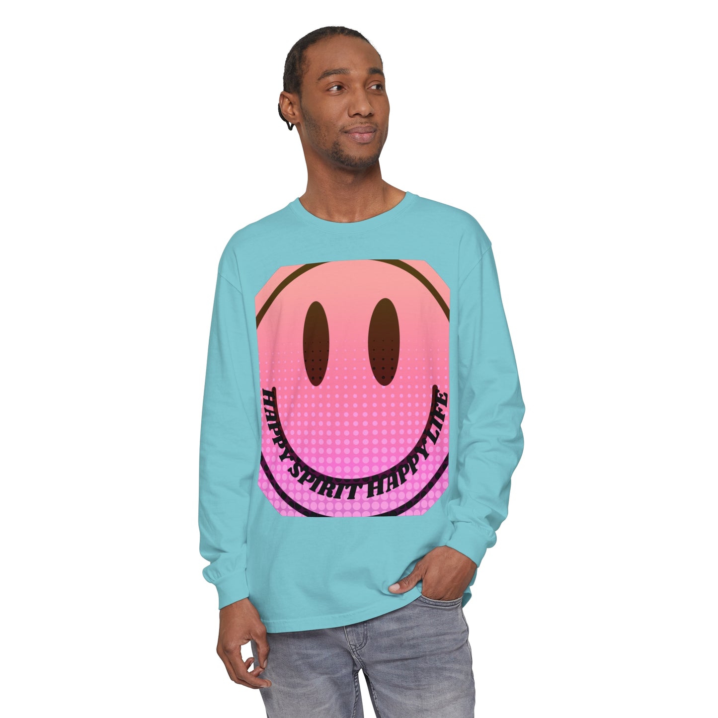 Aesthetic Long Sleeve Shirt, Smile Face Y2K Retro Shirt, 80's Style Smile Graphic, Comfort Colors Unisex Garment-dyed Long Sleeve T-Shirt