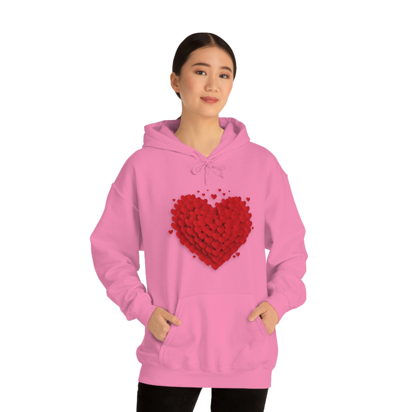 Love 3D Hearts Hoodie Sweatshirt, Pile of Hearts Love Hoodie, Valentine's Pink and Red Hoodie Pastel Pink Lavender and Mint Hoodie