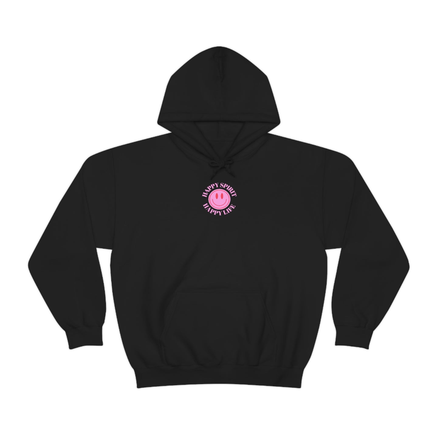 Happy Spirit Happy Life Sweatshirt, Pink Smile Lilac Hoodie, Oversized Hoodie, Front Back Print Trendy Sweatshirt, Beach Cover Up, Cover Up