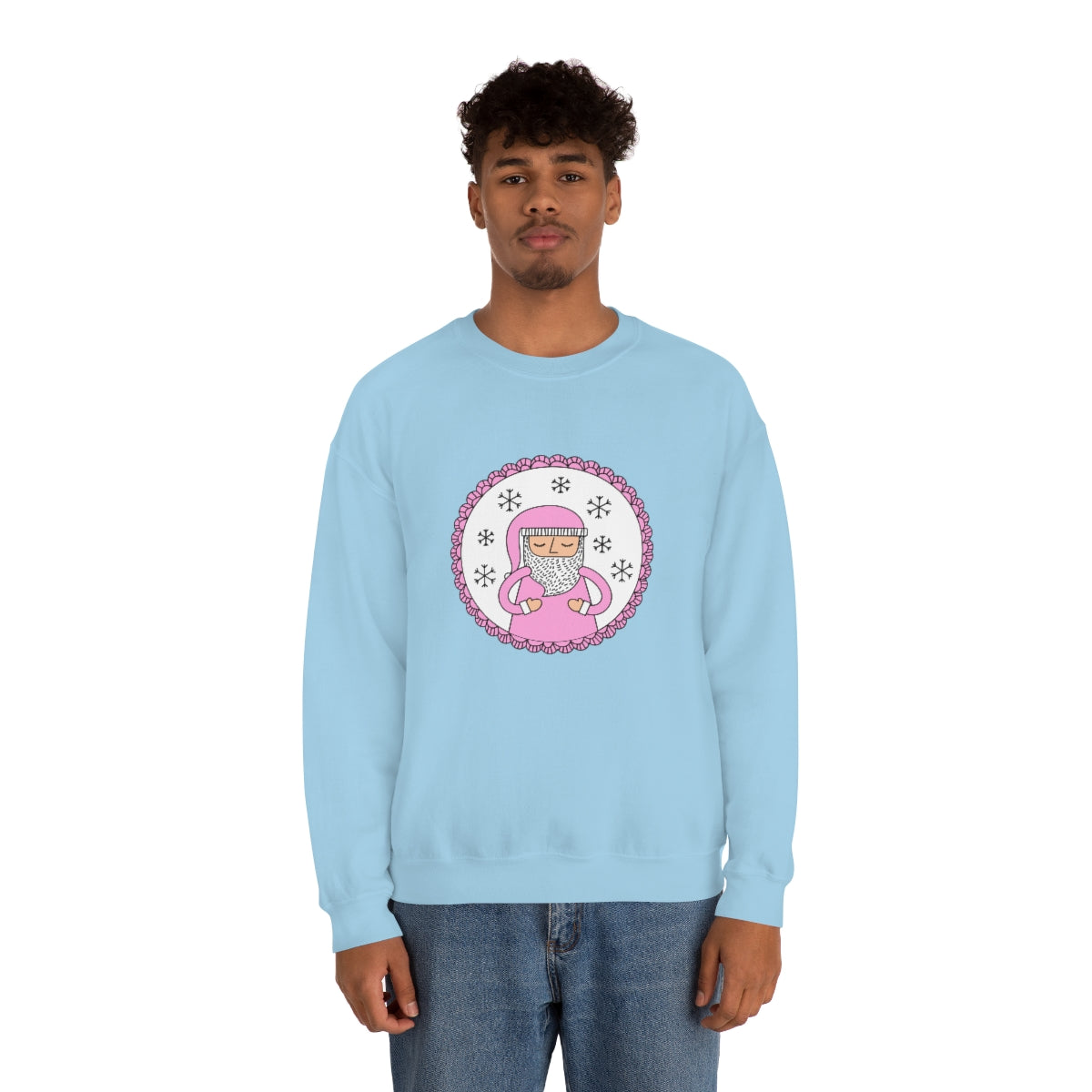 Pink Santa Claus Sweatshirt, Pink Santa Sweatshirt, Trendy Noel Minimalist Christmas Sweatshirt, Xmas Santa Crewneck Top, Pastel Holiday