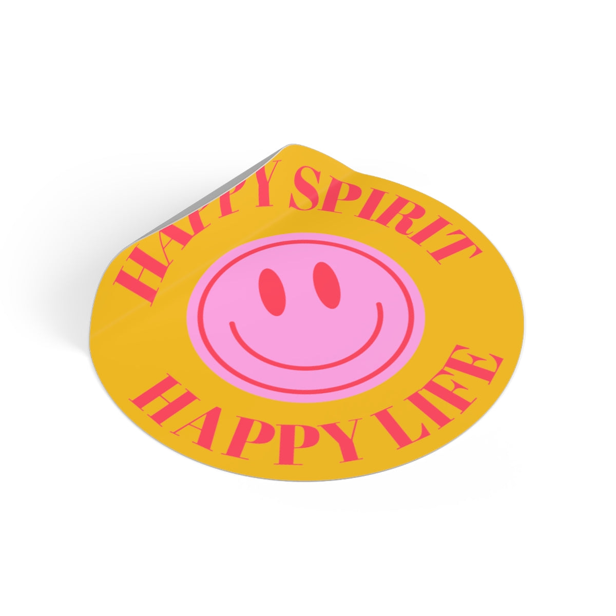 Happy Spirit Happy Life Round Vinyl Stickers, UV Smiley Stickers, Smile Sticker, Tumblr Retro Smile, VSCO Girl, Computer, Skateboard