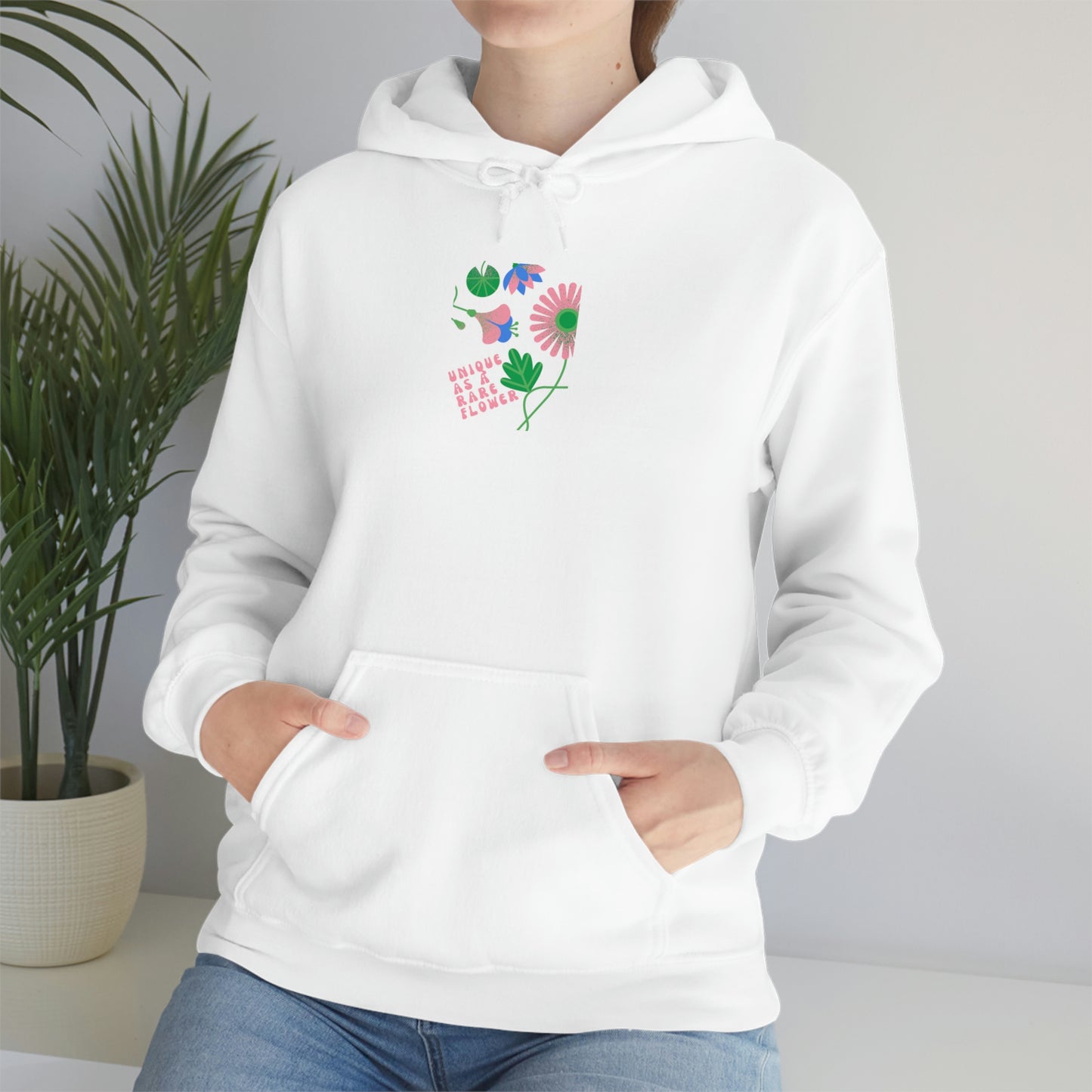 Retro Plant Hoodie, Unique as a Rare Flower Sweatshirt, Positivity Oversized Hoodie Sweatshirt, Flower Aesthetic Pink Plant Hoodie