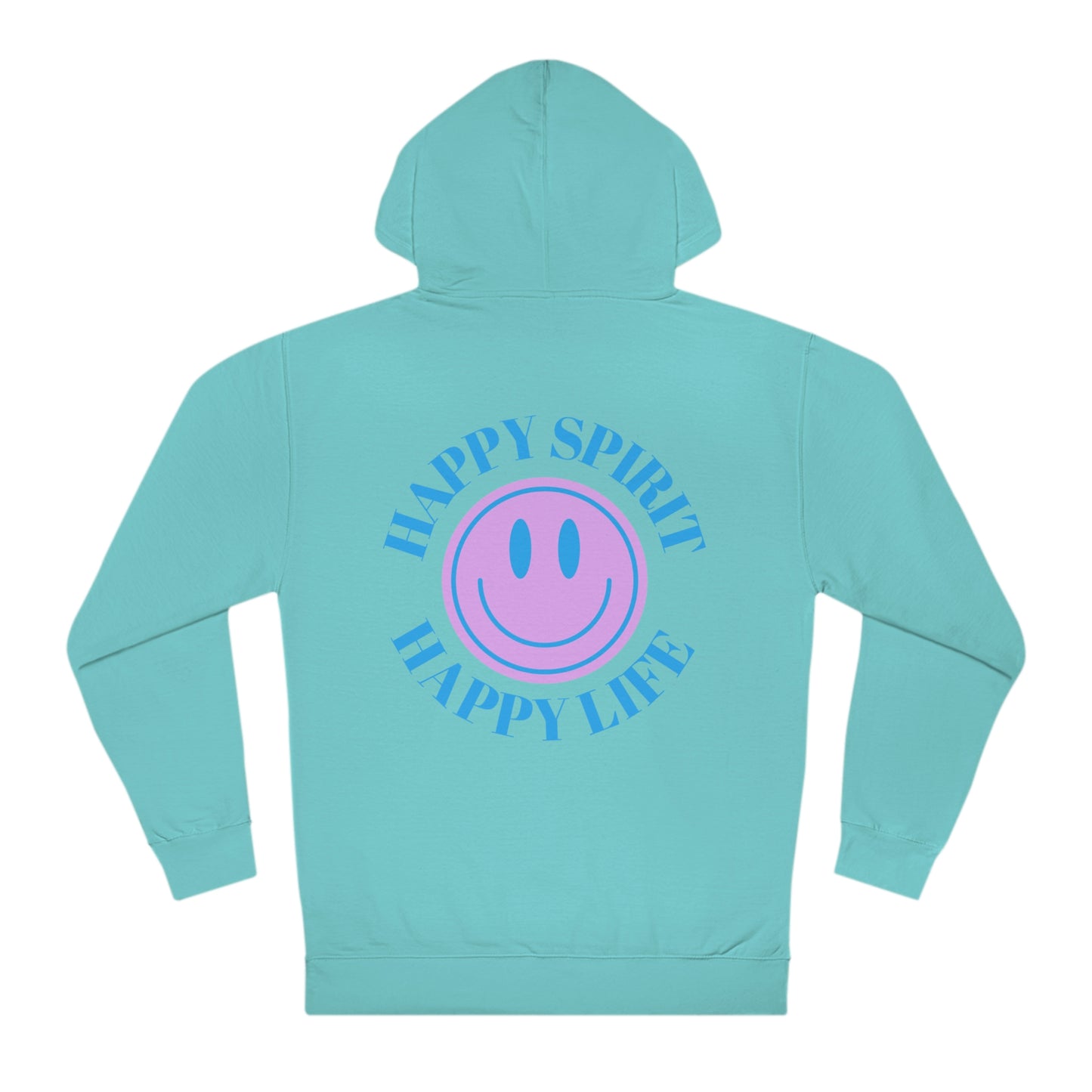 Happy Spirit Happy Life Sweatshirt, VSCO Girl Hoodie, Oversized Tumblr Hoodie, Back Print Smile Happy Mind Trendy, Beach Lake Cover Up