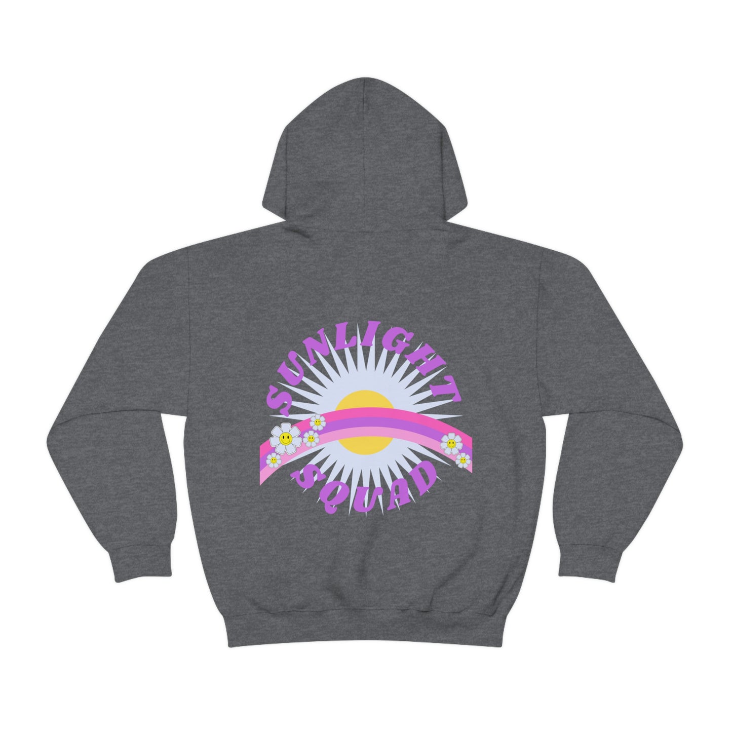 Retro Smile Flower Pink Purple Lavender Lilac Hoodie, Sunlight Squad Sweatshirt, Back Graphic Hoodie, VSCO Girl Oversized Trendy Tumblr Top