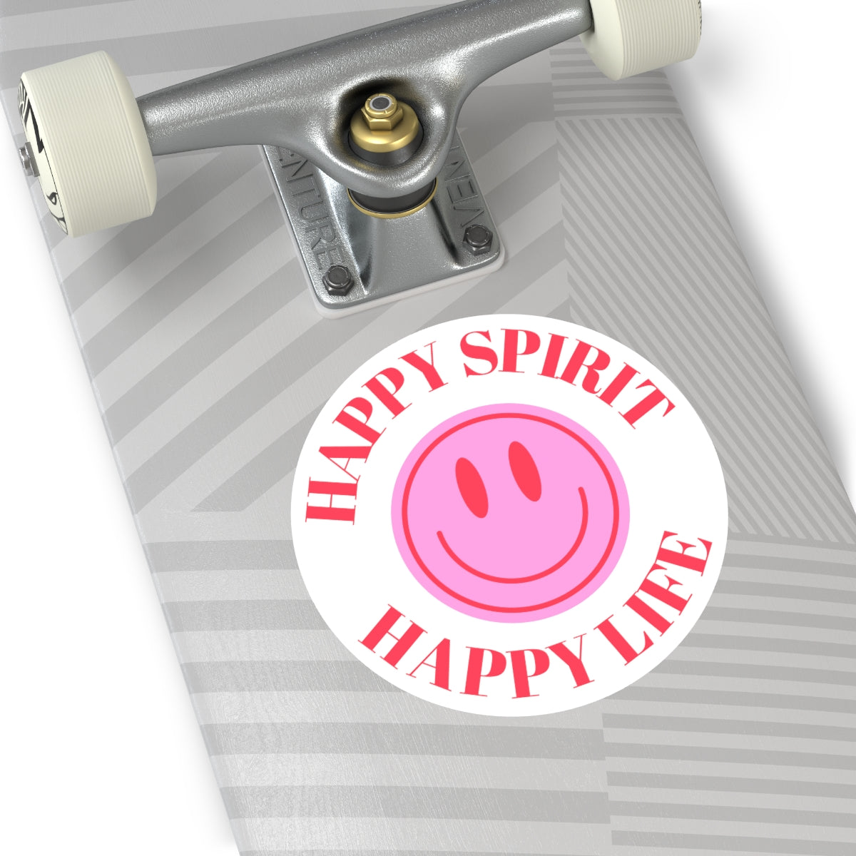Happy Spirit Happy Life Round Vinyl Stickers, UV Smiley Stickers, Smile Sticker, Tumblr Retro Smile, VSCO Girl, Computer, Skateboard