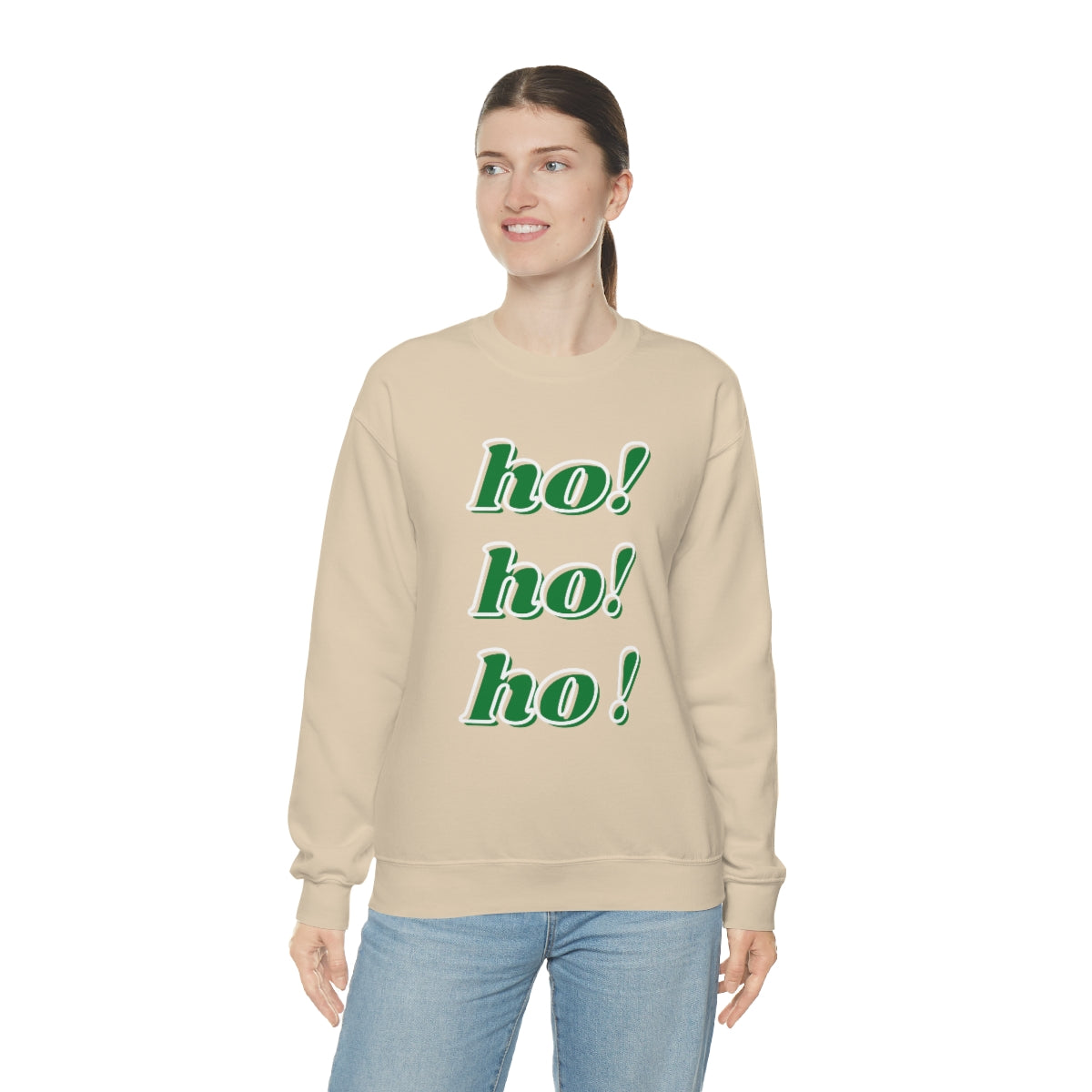 Ho Ho Ho Sweatshirt, Christmas Minimalist Top, Santa Claus Sweatshirt Xmas, Trendy Retro Font Holiday Unisex Heavy Blend Crewneck Sweatshirt