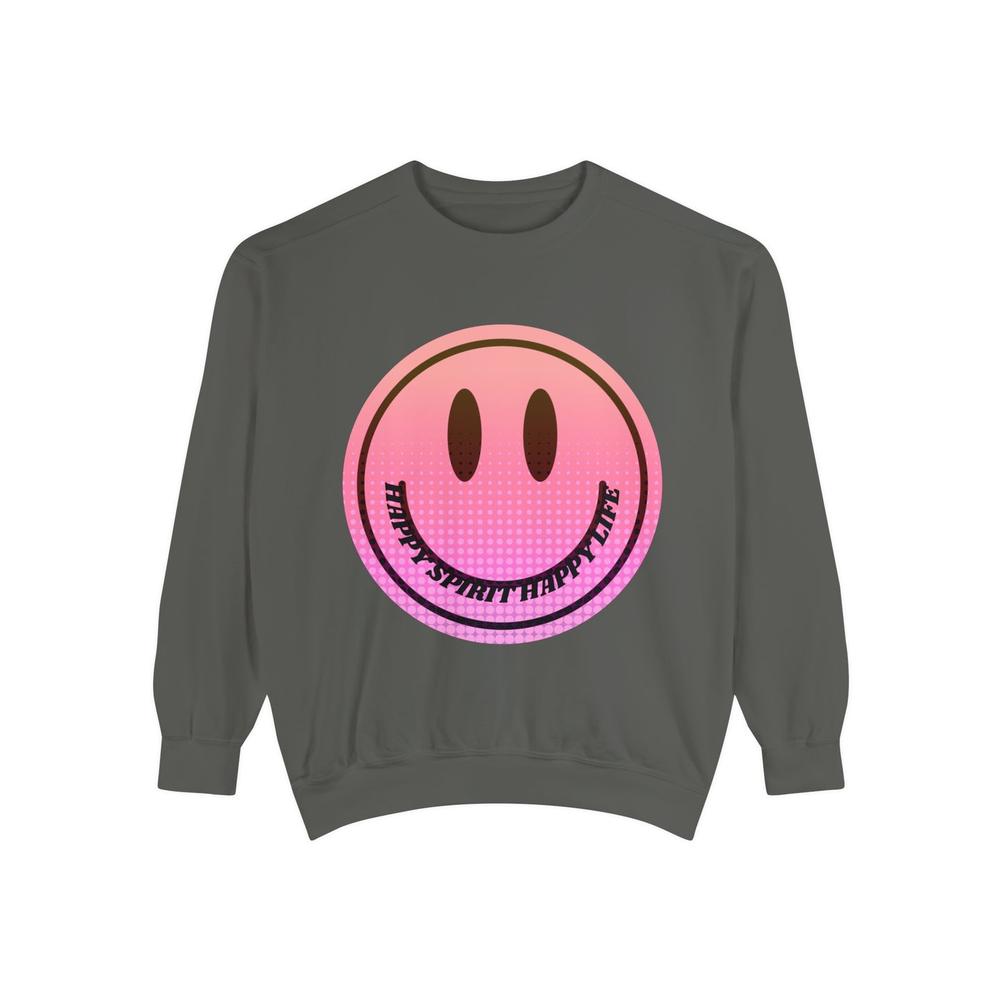 Aesthetic Smile Hoodie, Smile Face Comfort Colors Crewneck, Happy Spirit Happy Life Sunset Smile Sweatshirt, Unisex Garment-Dyed Sweatshirt