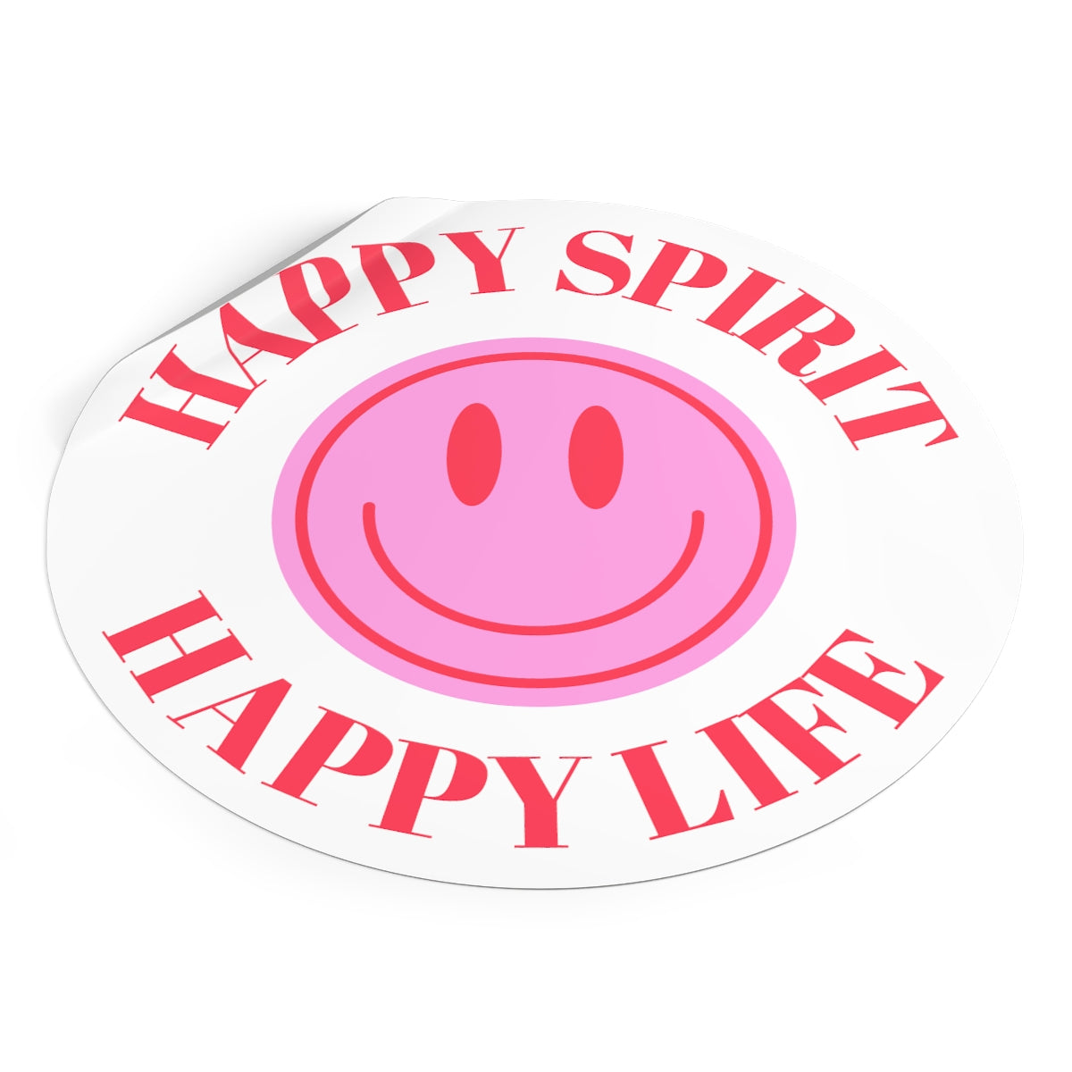Happy Spirit Happy Life Round Vinyl Stickers, UV Smiley Stickers, Smile Sticker, Tumblr Retro Smile, VSCO Girl, Computer, Skateboard