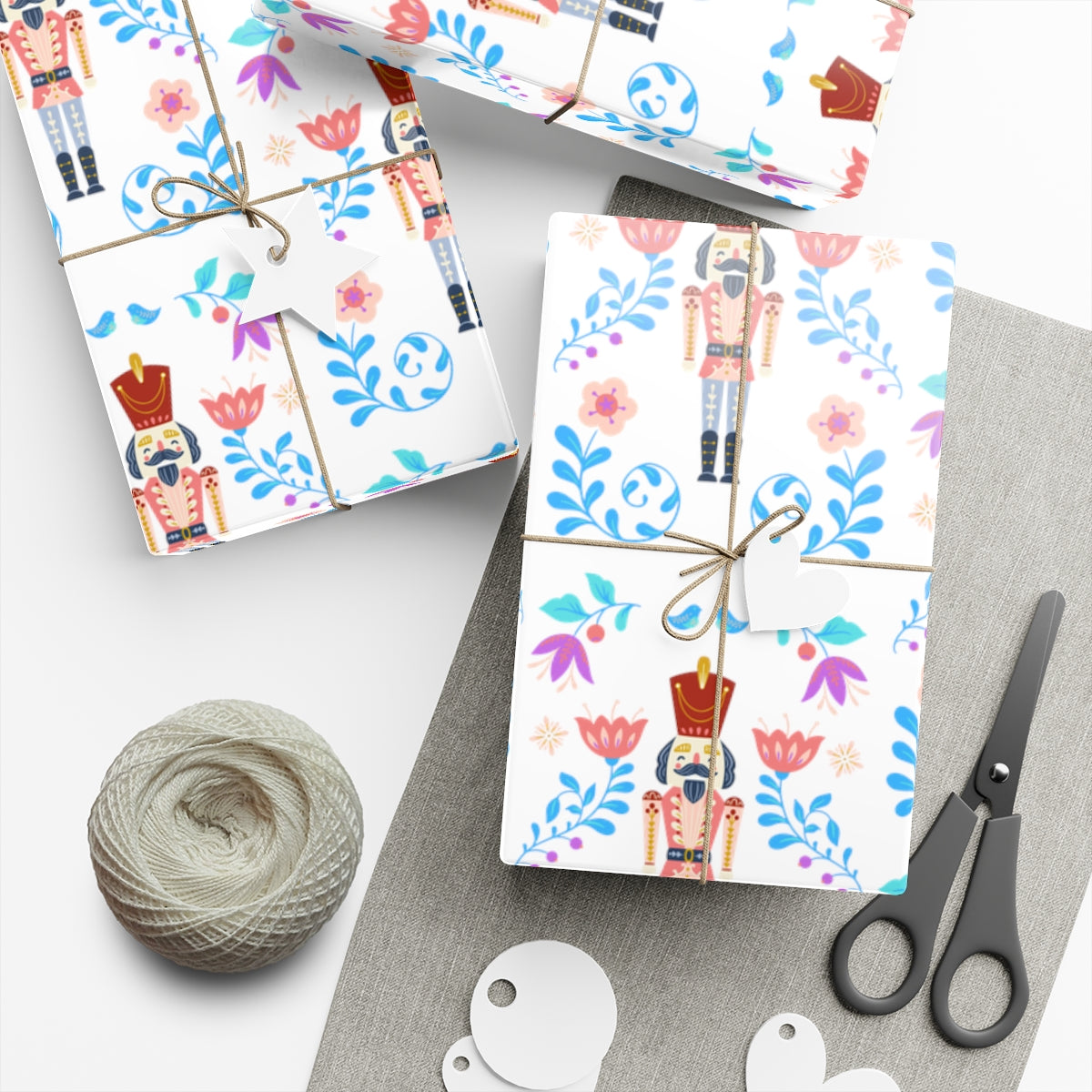 Pink Nutcracker Gift Wrap Paper, Pink Flower Nutcracker Wrapping Paper, Pastel Christmas Paper, Pink Holiday Wrapping Paper