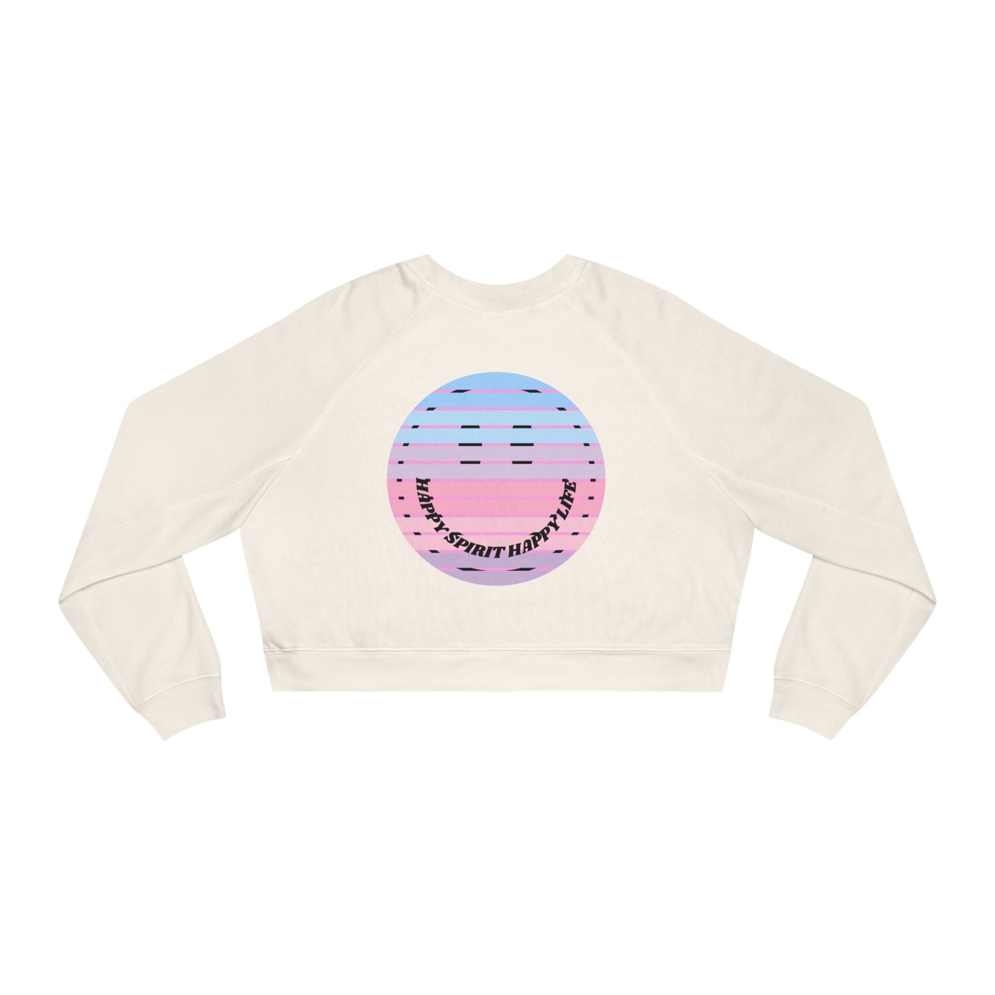 Aesthetic Cropped Sweatshirt, Smile Face Crop Top, Happy Spirit Happy Life Sunset Smile Cropped Top, Women's Cropped Fleece Pullover
