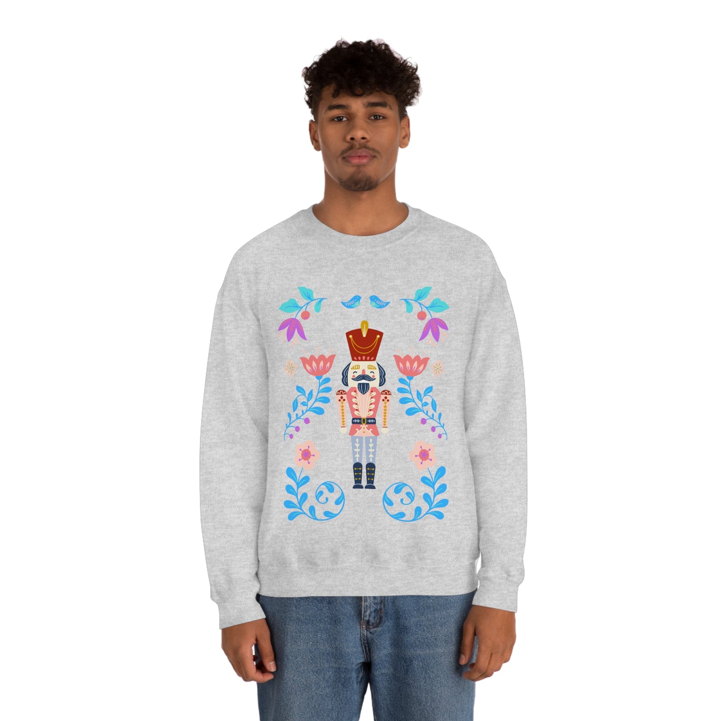 Nutcracker Modern Sweatshirt, Blue Nutcracker Sweatshirt, Trendy Christmas Minimalist Sweatshirt, Xmas Crewneck Bright Color Crew