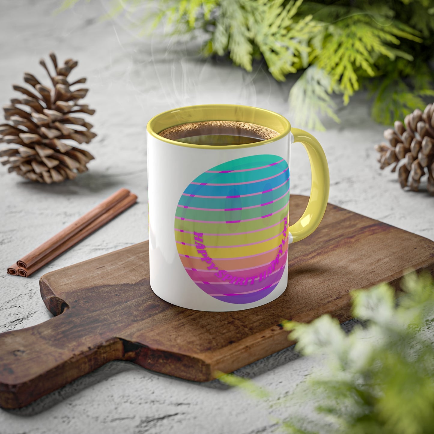 Retro Happy Spirit Happy Life Aesthetic Mug, Smile Face Mug, Trendy Coffee Mug, Tumblr Mug, Aesthetic Happy Life Gift, Aesthetic Mug