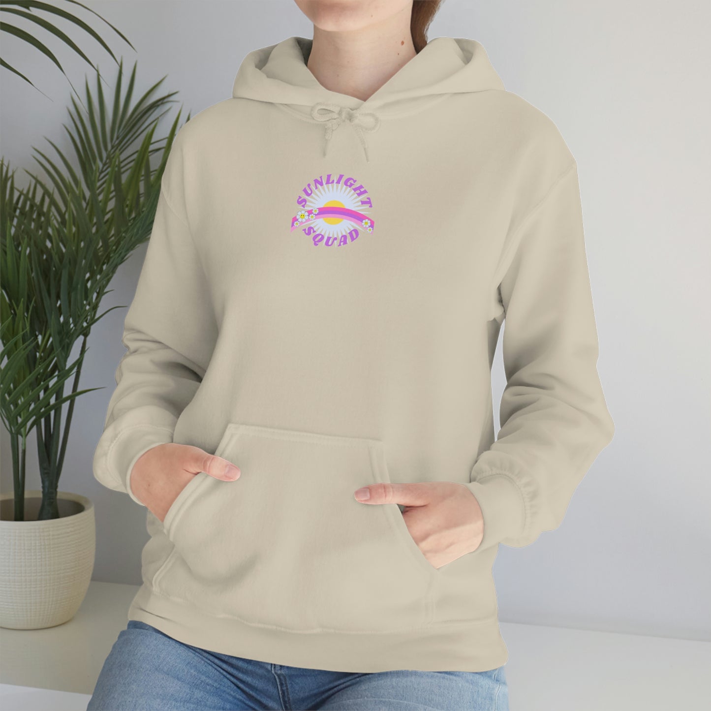 Retro Smile Flower Pink Purple Lavender Lilac Hoodie, Sunlight Squad Sweatshirt, Back Graphic Hoodie, VSCO Girl Oversized Trendy Tumblr Top