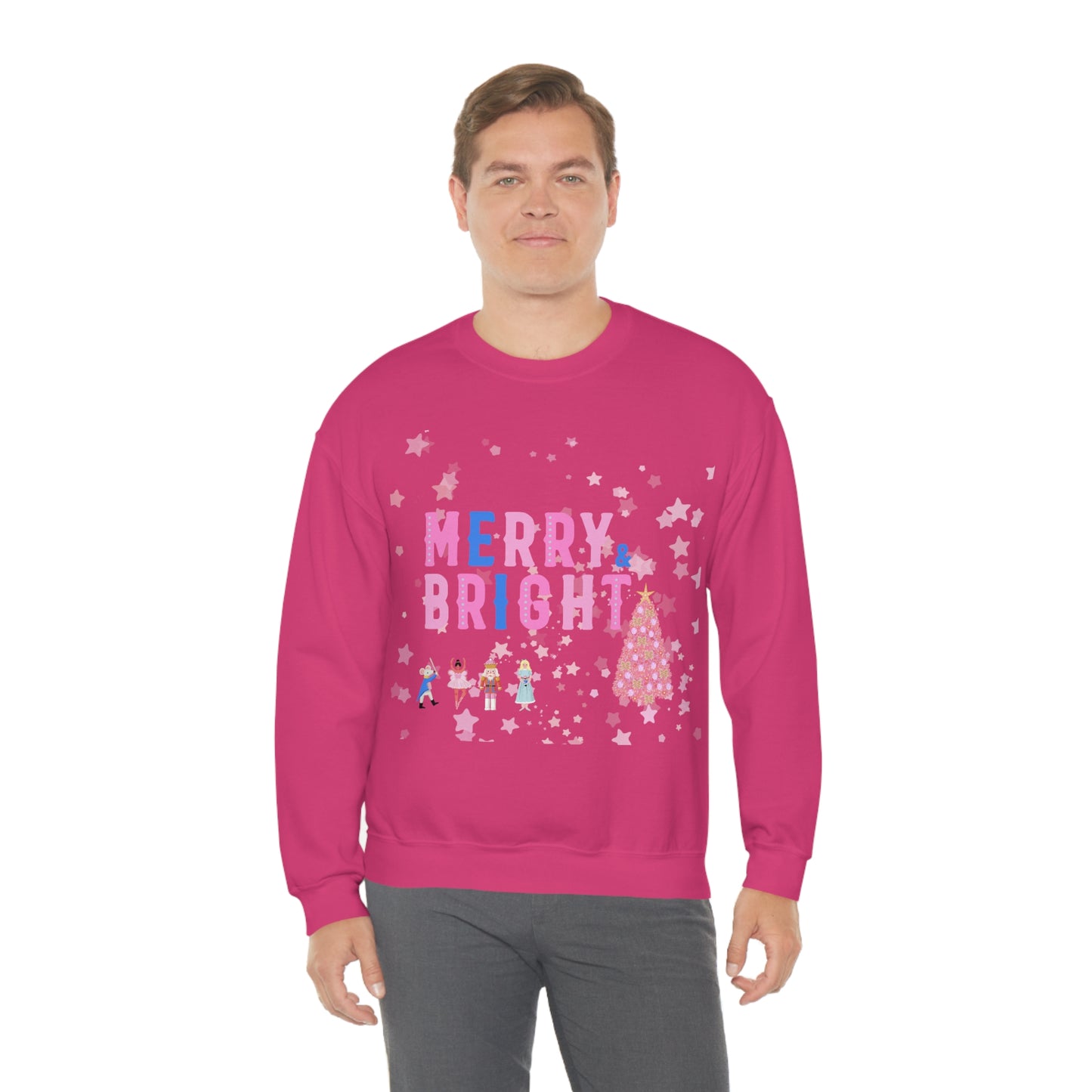 Pink Nutcracker Merry and Bright Minimalist Sweatshirt, Blue Nutcracker Sweatshirt, Trendy Christmas Sweatshirt, Pastel Xmas Crewneck
