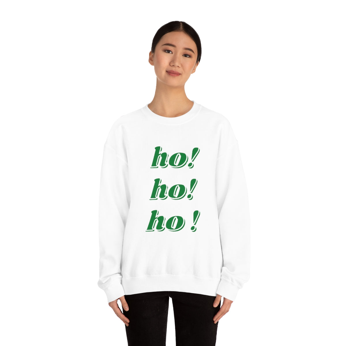 Ho Ho Ho Sweatshirt, Christmas Minimalist Top, Santa Claus Sweatshirt Xmas, Trendy Retro Font Holiday Unisex Heavy Blend Crewneck Sweatshirt