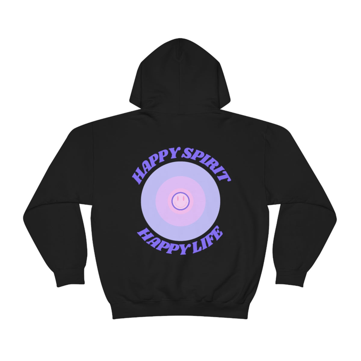 Retro Happy Spirit Happy Life Lavender Lilac Pink Smile Graphic Hoodie, VSCO Girl Sweatshirt, Tumblr Hoodie, Oversized Trendy Back Print Top