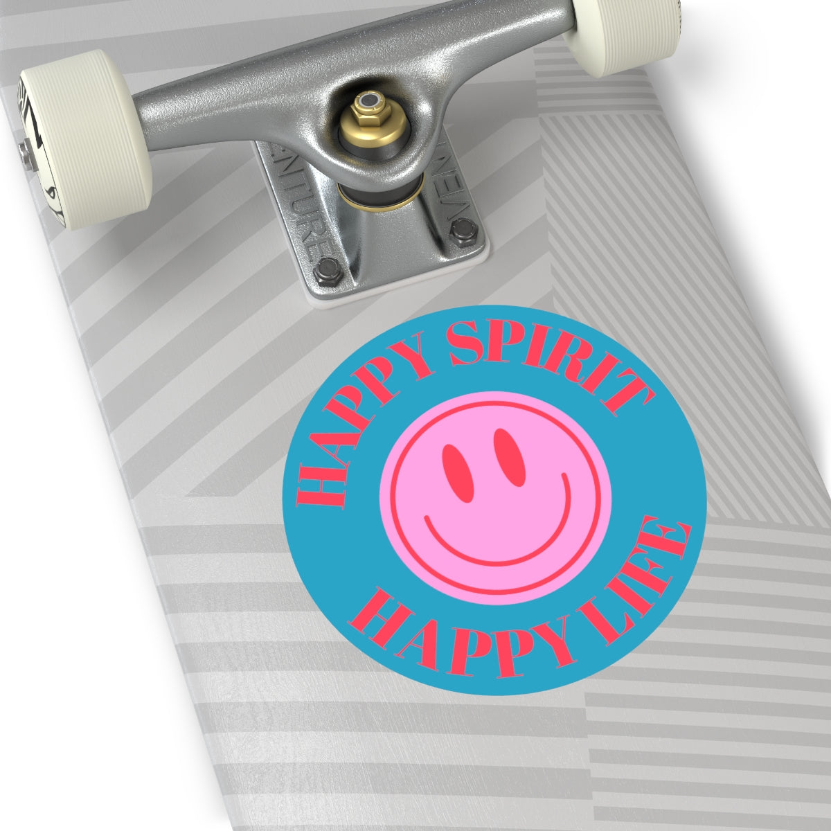Happy Spirit Happy Life Round Vinyl Stickers, UV Smiley Stickers, Smile Sticker, Tumblr Retro Smile, VSCO Girl, Computer, Skateboard