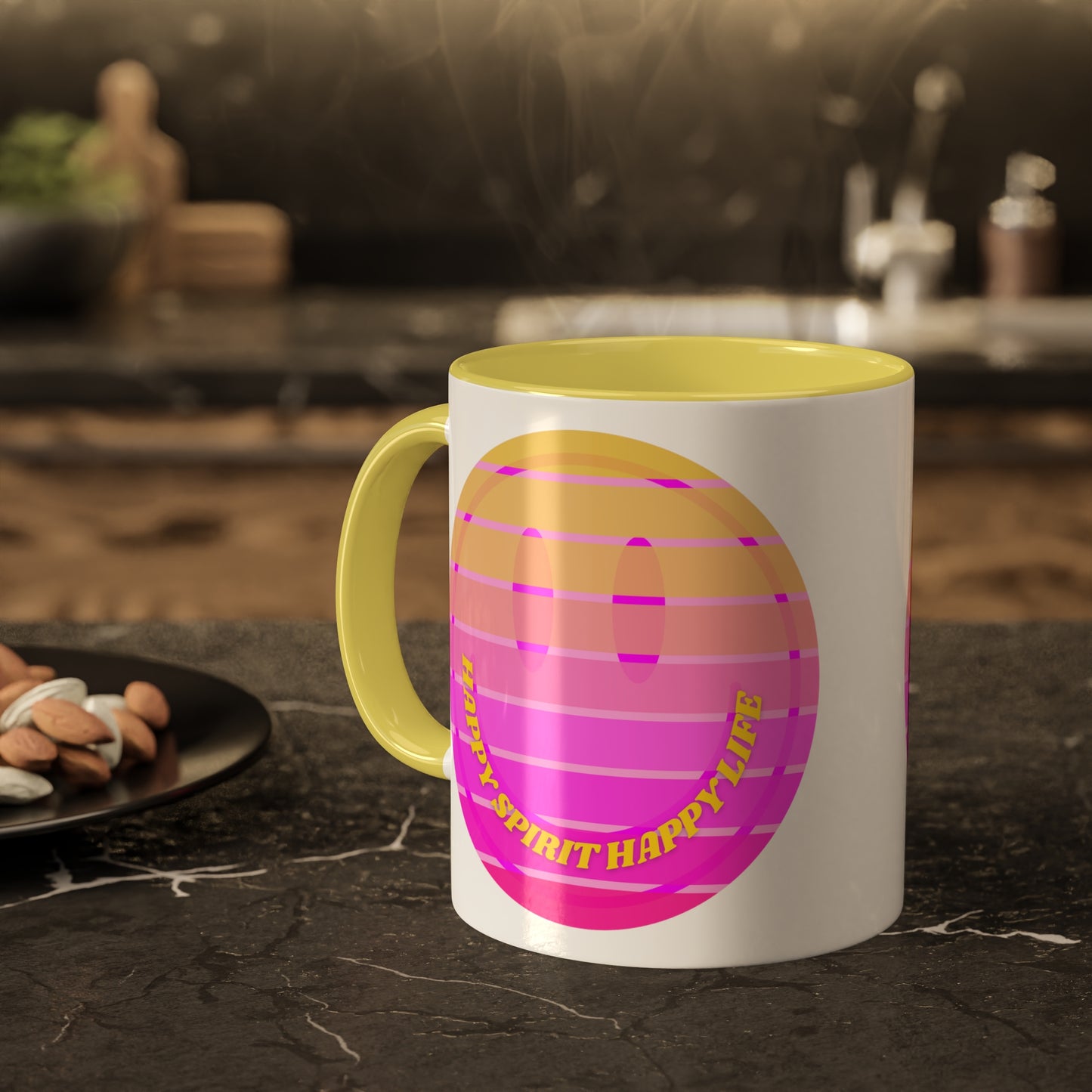 Retro Happy Spirit Happy Life Aesthetic Mug, Smile Face Mug, Trendy Coffee Mug, Tumblr Mug, Aesthetic Happy Life Gift, Aesthetic Mug