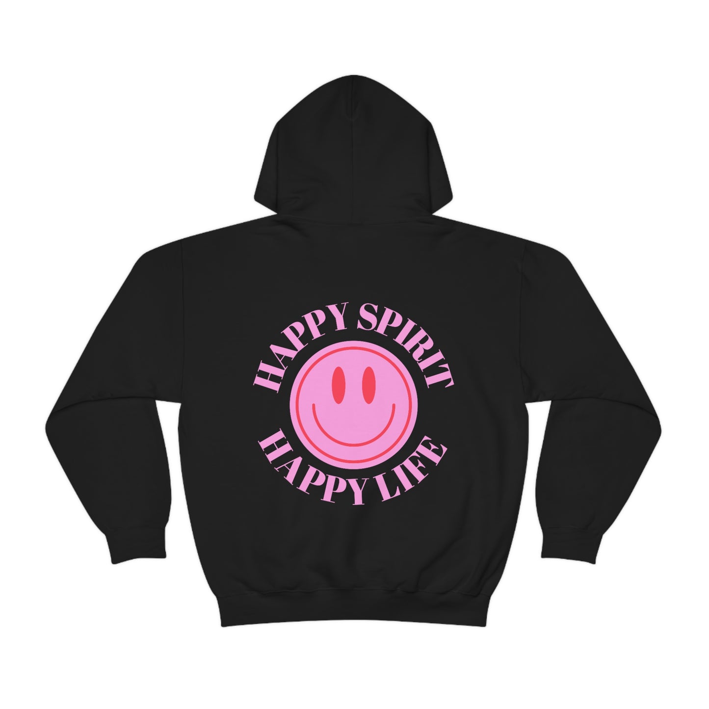 Happy Spirit Happy Life Sweatshirt, Pink Smile Lilac Hoodie, Oversized Hoodie, Front Back Print Trendy Sweatshirt, Beach Cover Up, Cover Up