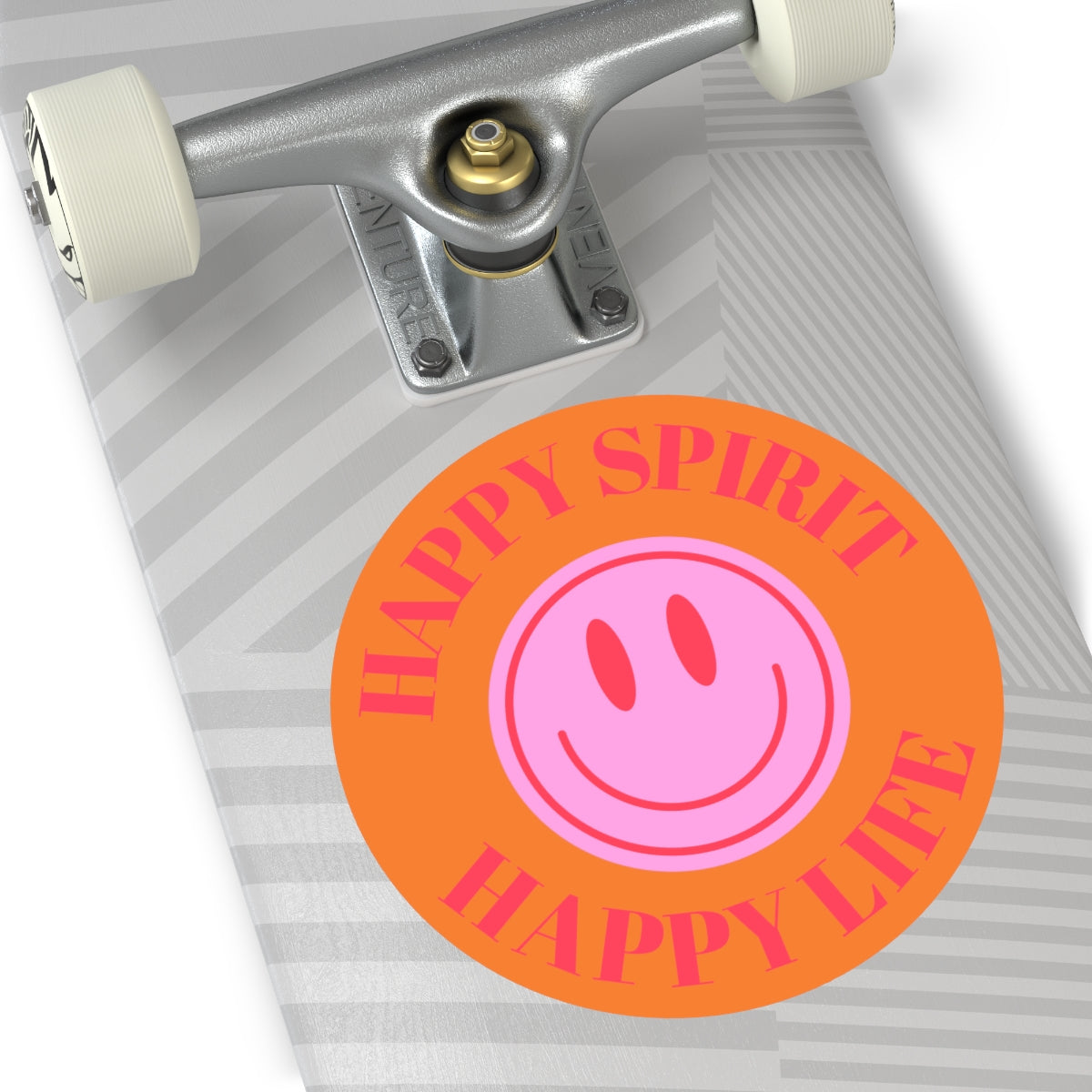 Happy Spirit Happy Life Round Vinyl Stickers, UV Smiley Stickers, Smile Sticker, Tumblr Retro Smile, VSCO Girl, Computer, Skateboard