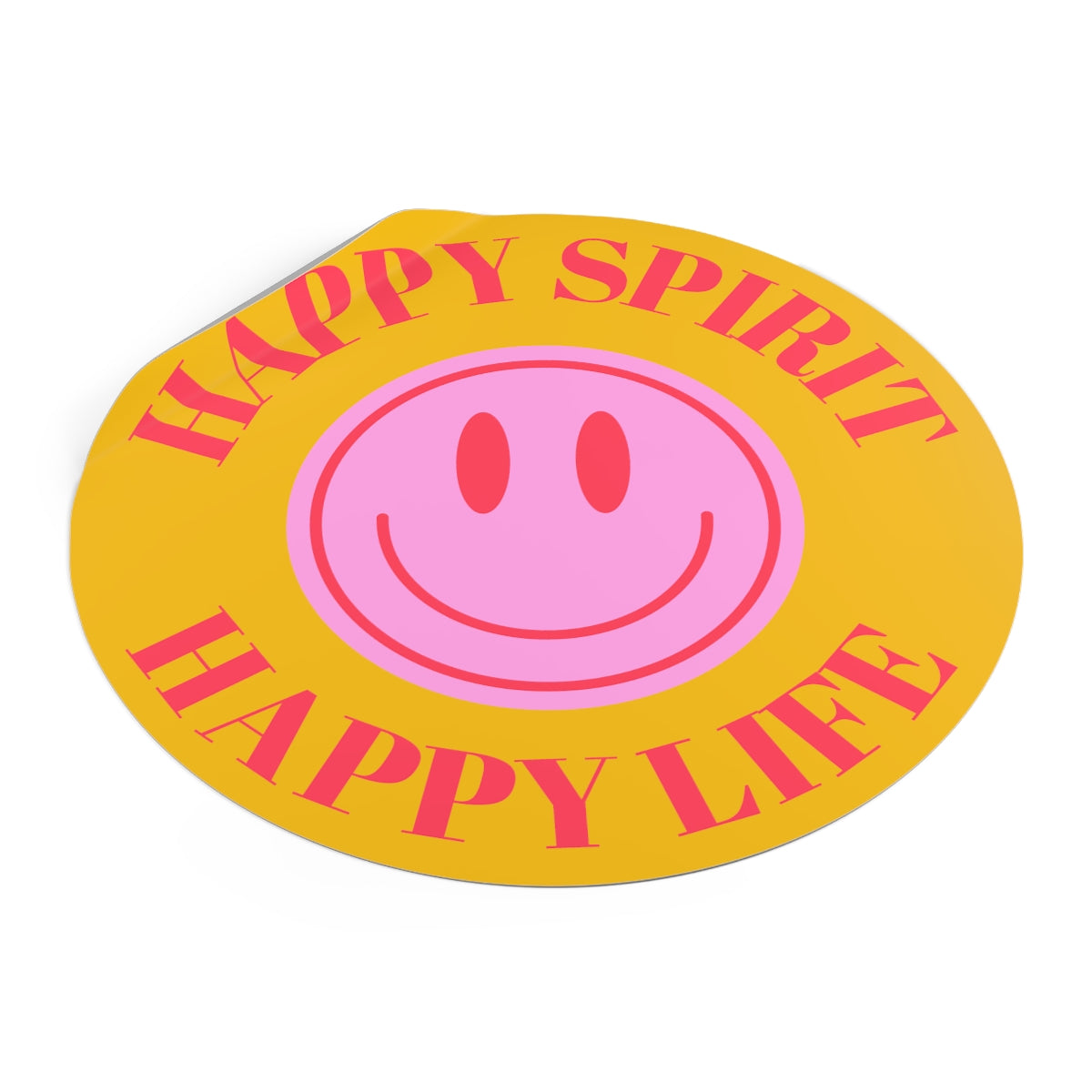 Happy Spirit Happy Life Round Vinyl Stickers, UV Smiley Stickers, Smile Sticker, Tumblr Retro Smile, VSCO Girl, Computer, Skateboard
