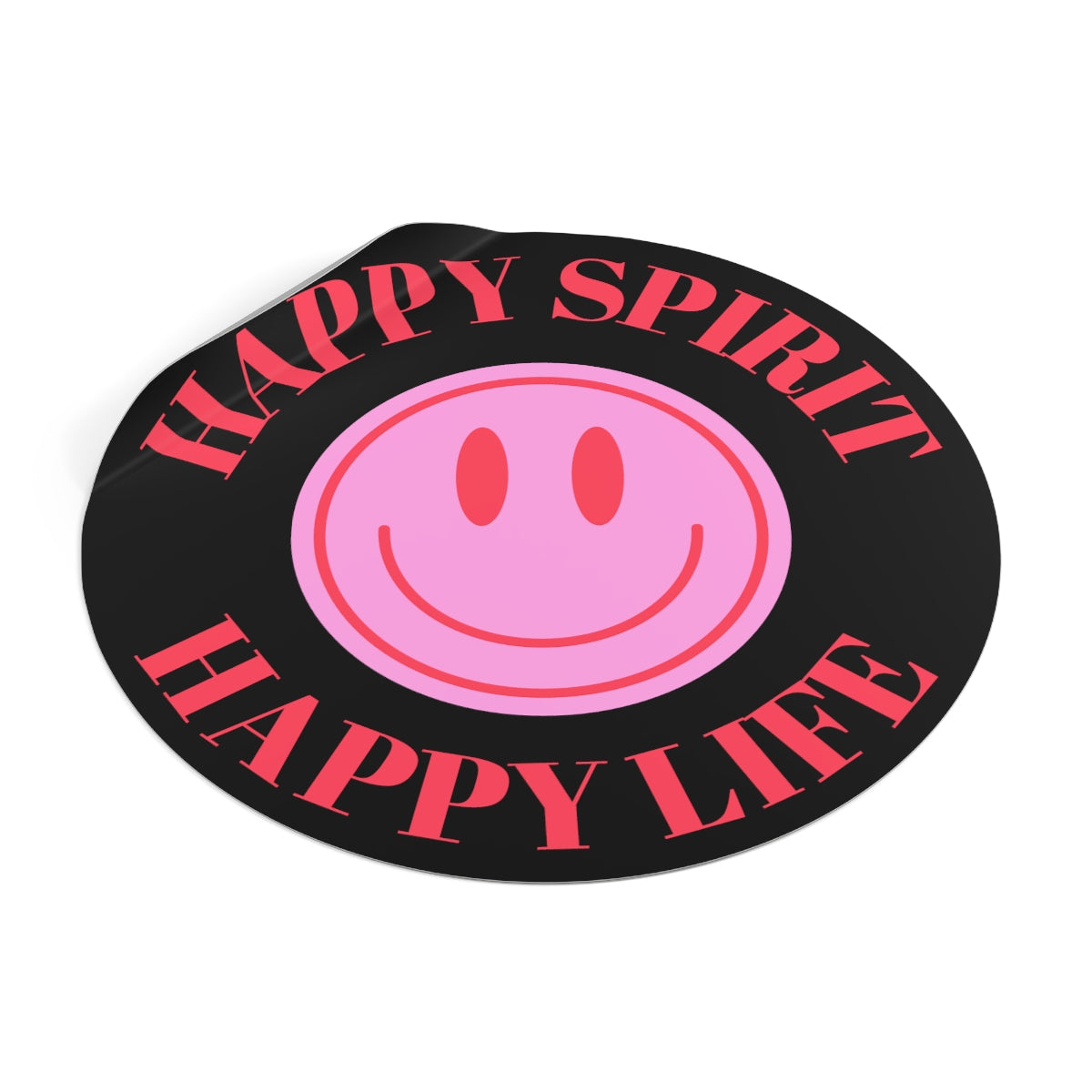 Happy Spirit Happy Life Round Vinyl Stickers, UV Smiley Stickers, Smile Sticker, Tumblr Retro Smile, VSCO Girl, Computer, Skateboard