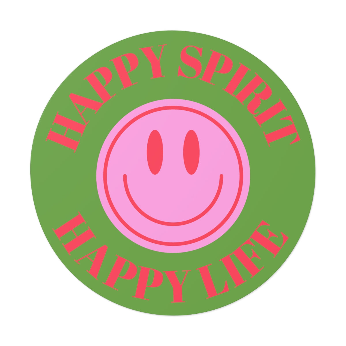 Happy Spirit Happy Life Round Vinyl Stickers, UV Smiley Stickers, Smile Sticker, Tumblr Retro Smile, VSCO Girl, Computer, Skateboard