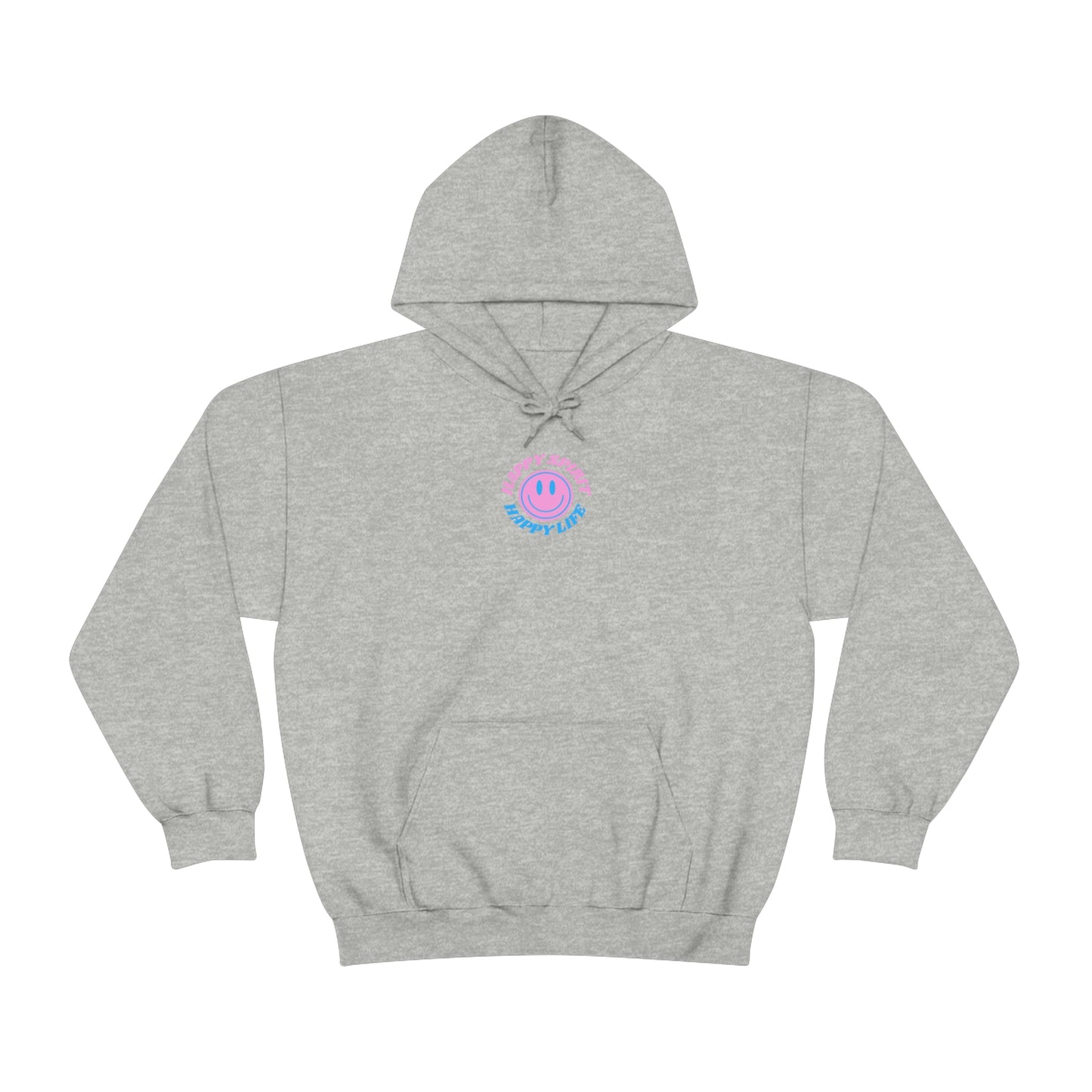Happy Spirit Happy Life Sweatshirt, Gildan Retro Font Hoodie, Oversized Hoodie, Back Print Trendy Sweatshirt, Beach Cover Up, Lake Cover Up