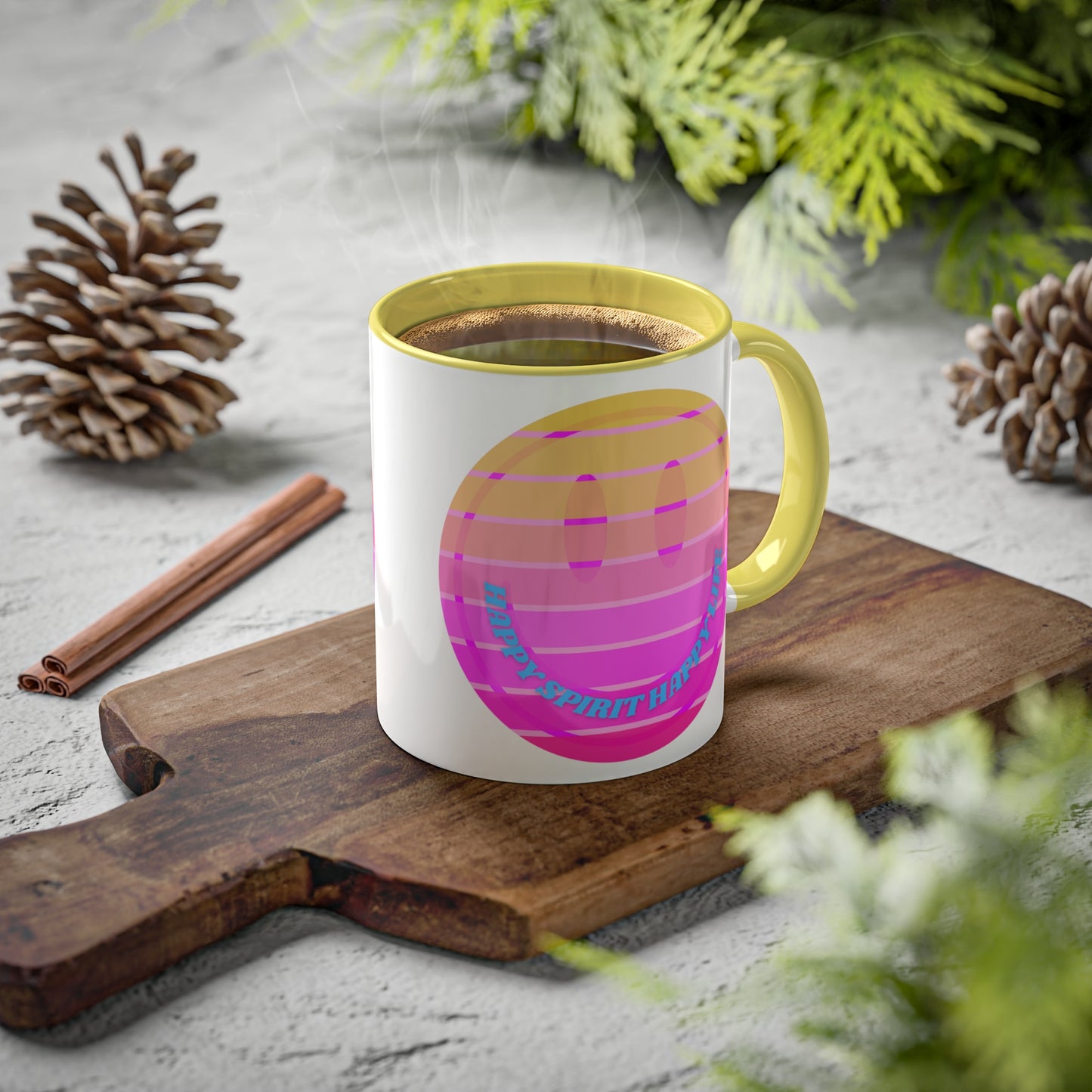 Retro Happy Spirit Happy Life Aesthetic Mug, Smile Face Mug, Trendy Coffee Mug, Tumblr Mug, Aesthetic Happy Life Gift, Aesthetic Mug