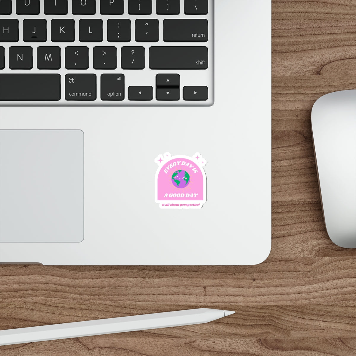 Aesthetic Sticker Every Day is a Good Day, Its All About Perspective Die-Cut Sticker, Positivity Pink Purple Earth Smile Y2K Graphic Sticker