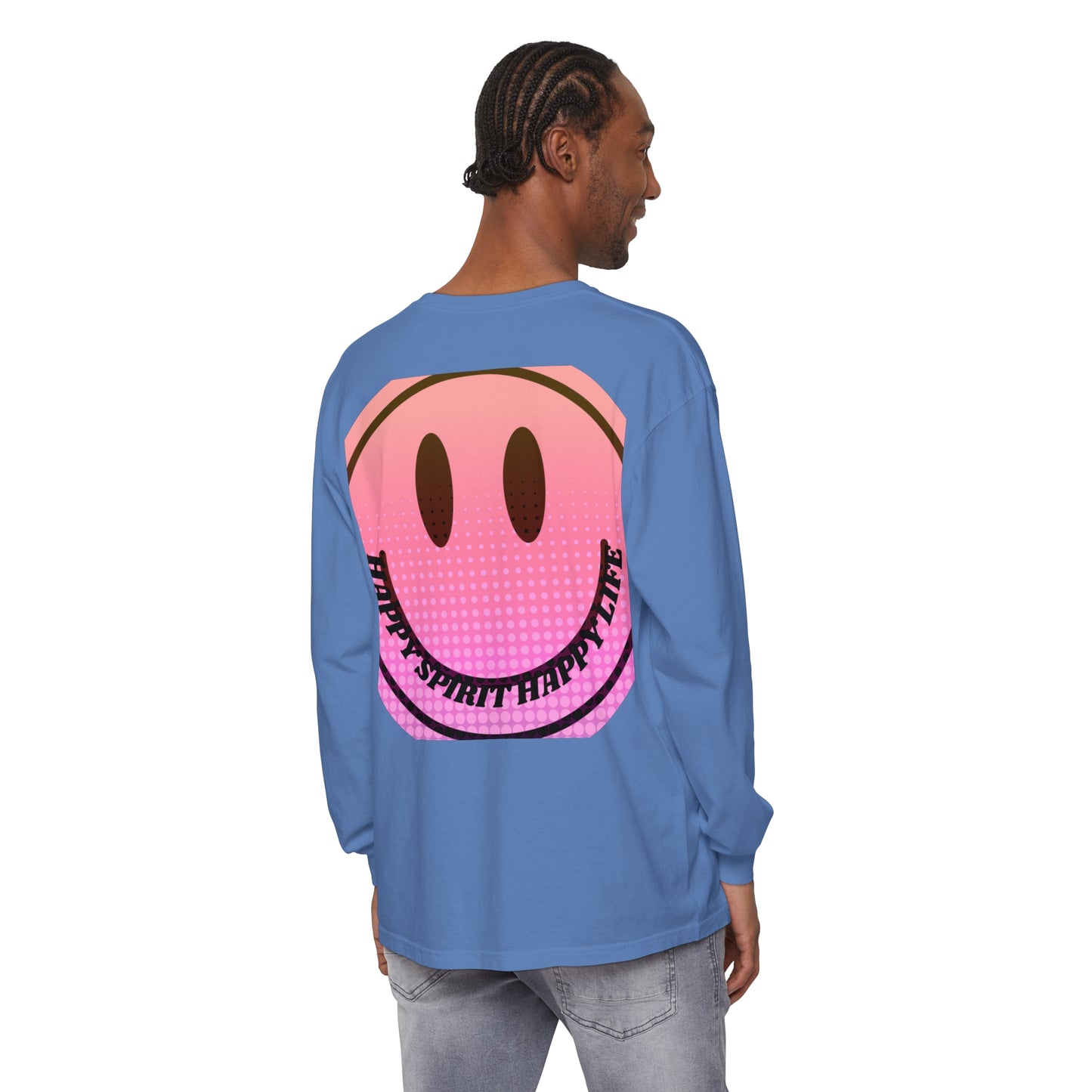 Aesthetic Long Sleeve Shirt, Smile Face Y2K Retro Shirt, 80's Style Smile Graphic, Comfort Colors Unisex Garment-dyed Long Sleeve T-Shirt