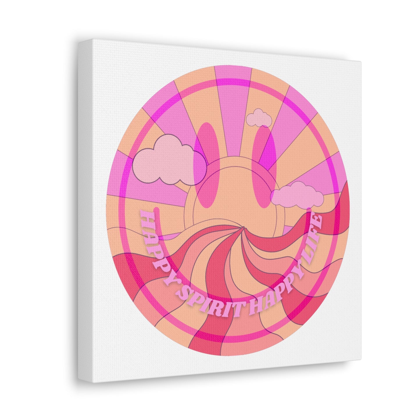 Smile Face Wall Art, Aesthetic Smile Face Gallery Canvas Wrap, Sunset Wall Art, Bedroom Wall Art, Pink Smile Decoration, Home Decoration