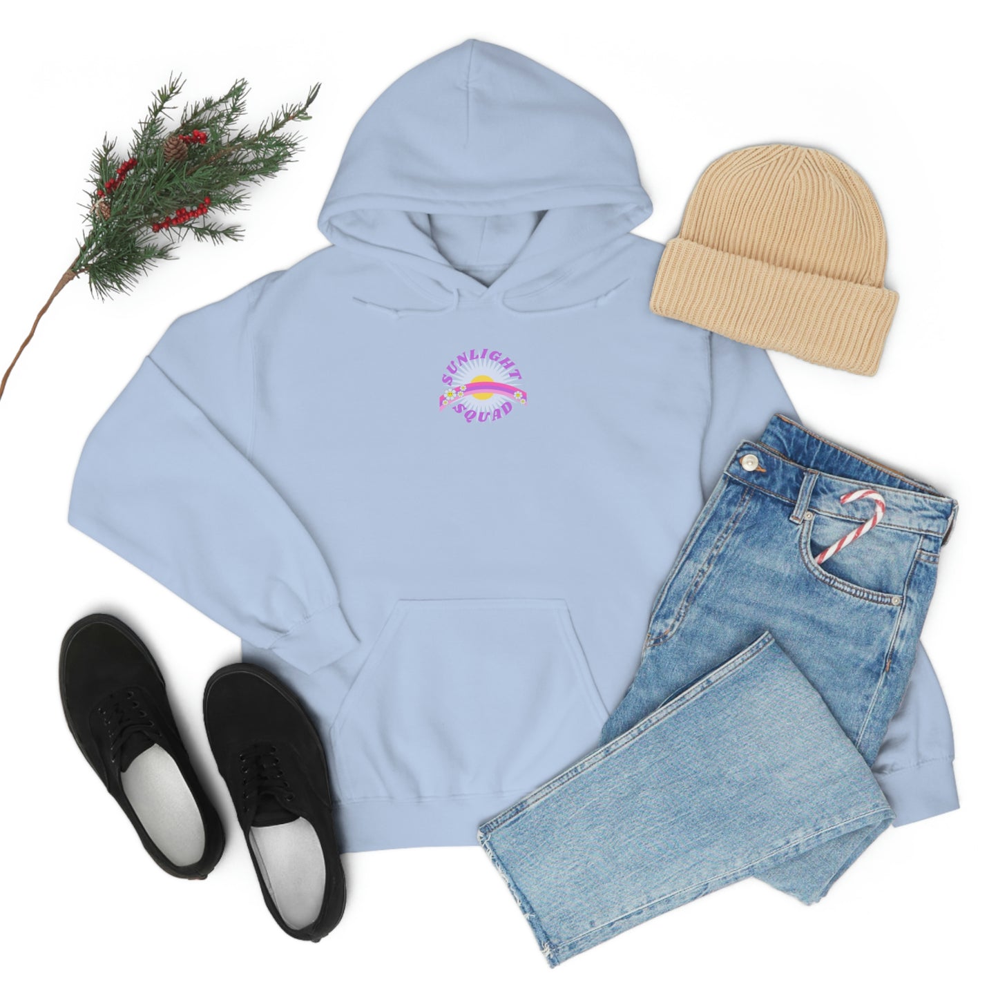 Retro Smile Flower Pink Purple Lavender Lilac Hoodie, Sunlight Squad Sweatshirt, Back Graphic Hoodie, VSCO Girl Oversized Trendy Tumblr Top