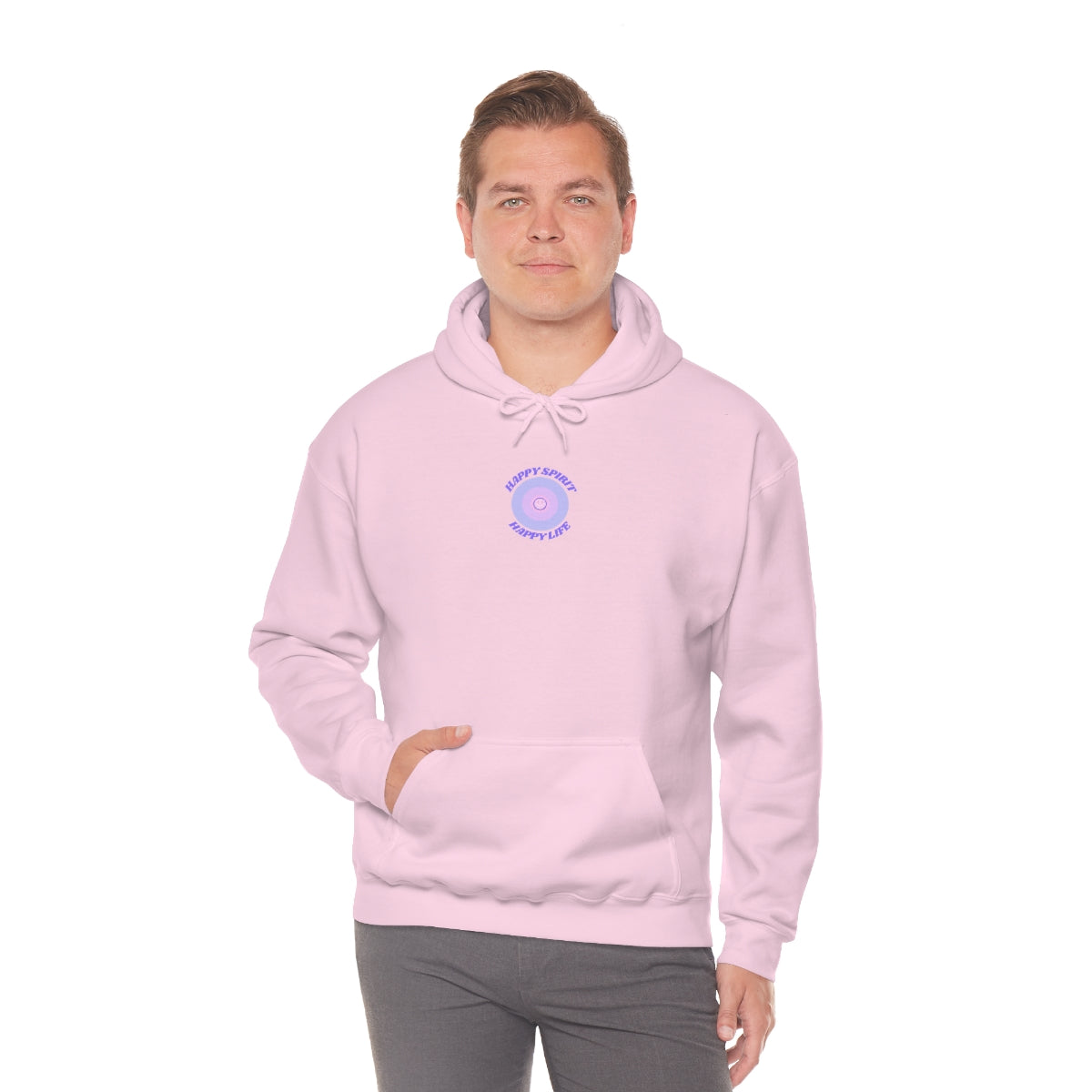 Retro Happy Spirit Happy Life Lavender Lilac Pink Smile Graphic Hoodie, VSCO Girl Sweatshirt, Tumblr Hoodie, Oversized Trendy Back Print Top