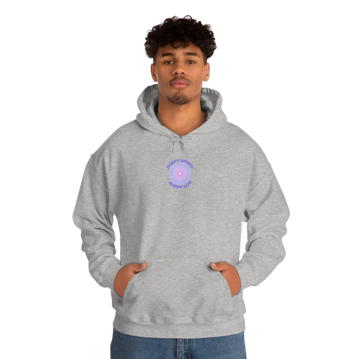 Retro Happy Spirit Happy Life Lavender Lilac Pink Smile Graphic Hoodie, VSCO Girl Sweatshirt, Tumblr Hoodie, Oversized Trendy Back Print Top