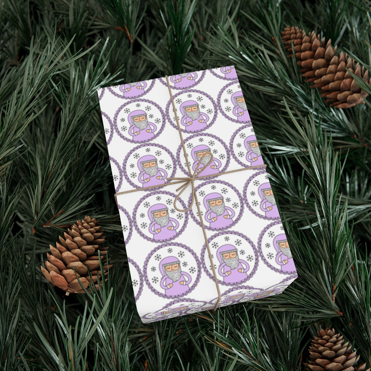 Purple Santa Gift Wrap Paper, Lavender Santa Claus Paper, Pastel Christmas Paper, Purple Holiday Wrapping Paper