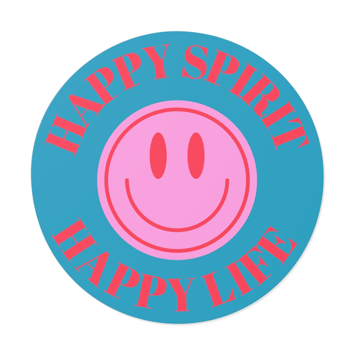 Happy Spirit Happy Life Round Vinyl Stickers, UV Smiley Stickers, Smile Sticker, Tumblr Retro Smile, VSCO Girl, Computer, Skateboard