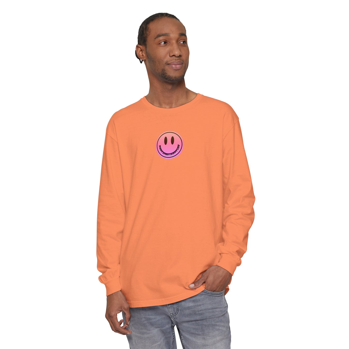 Aesthetic Long Sleeve Shirt, Smile Face Y2K Retro Shirt, 80's Style Smile Graphic, Comfort Colors Unisex Garment-dyed Long Sleeve T-Shirt